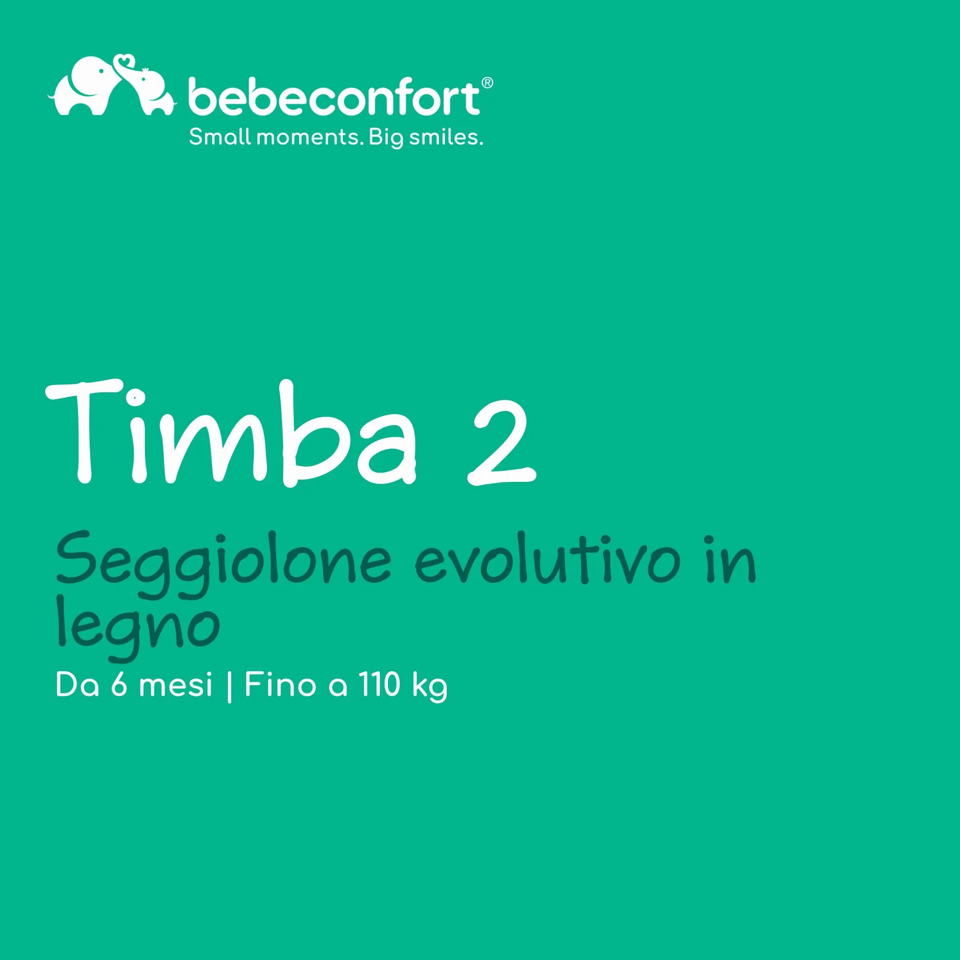 Bebeconfort Timba 2 Seggiolone Pappa Evolutivo in Legno, 6+ Mesi, 110 kg, Bianco