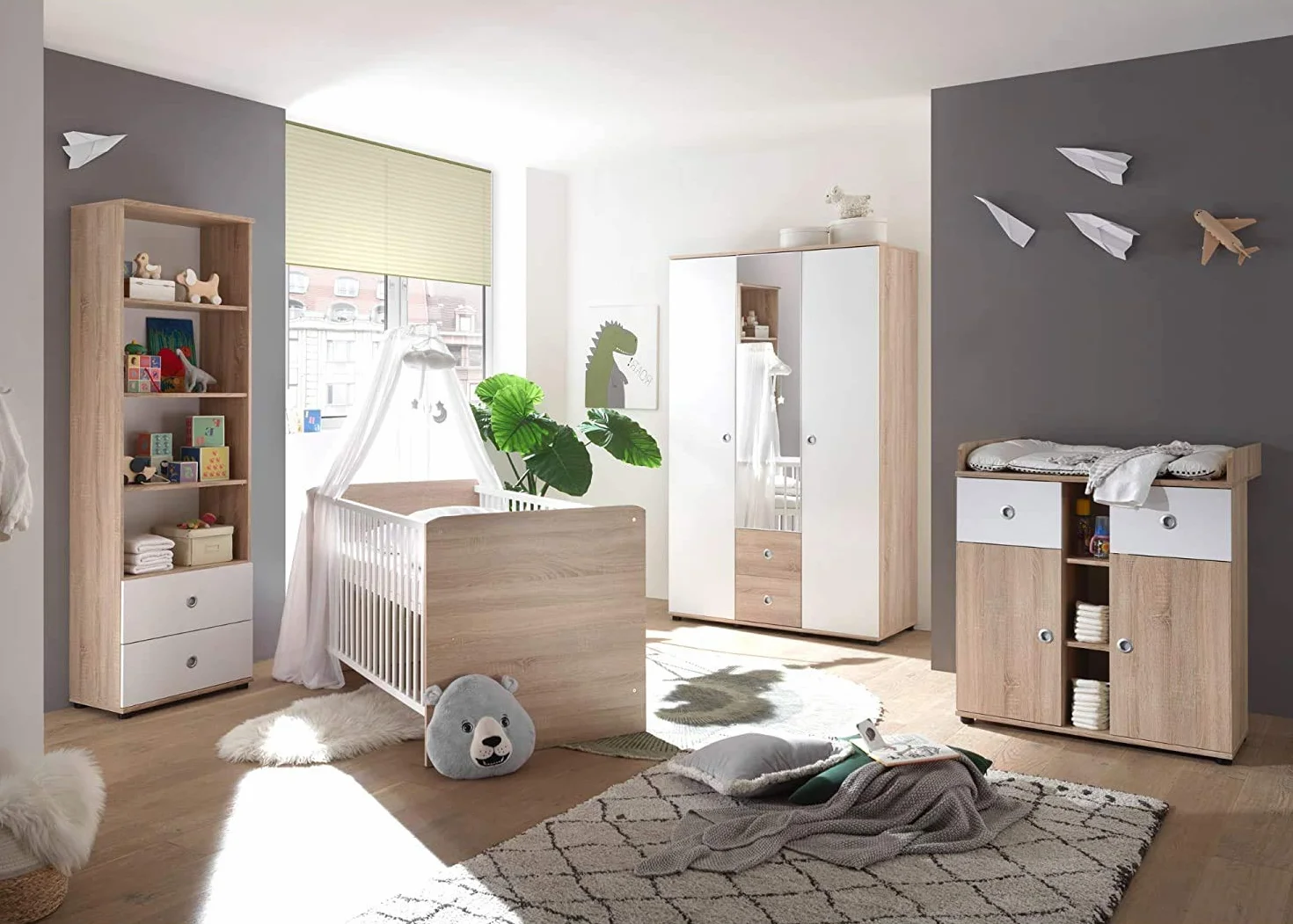 AVANTI TRENDSTORE Werni Fasciatoio in legno laminato colore quercia Sonoma/bianco