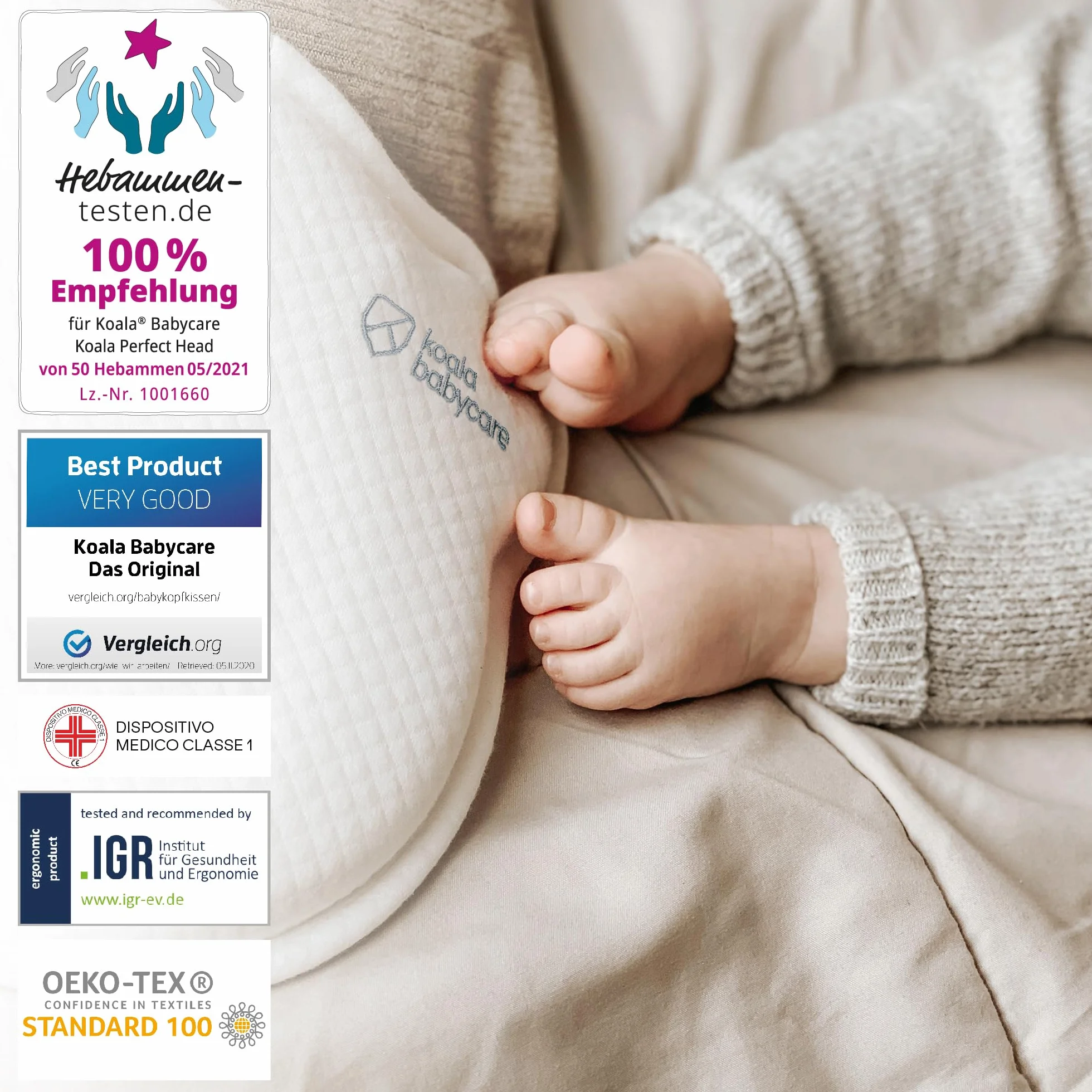 Cuscino Neonato Plagiocefalia Memory Foam Sfoderabile con due Federe Bianco KBC®