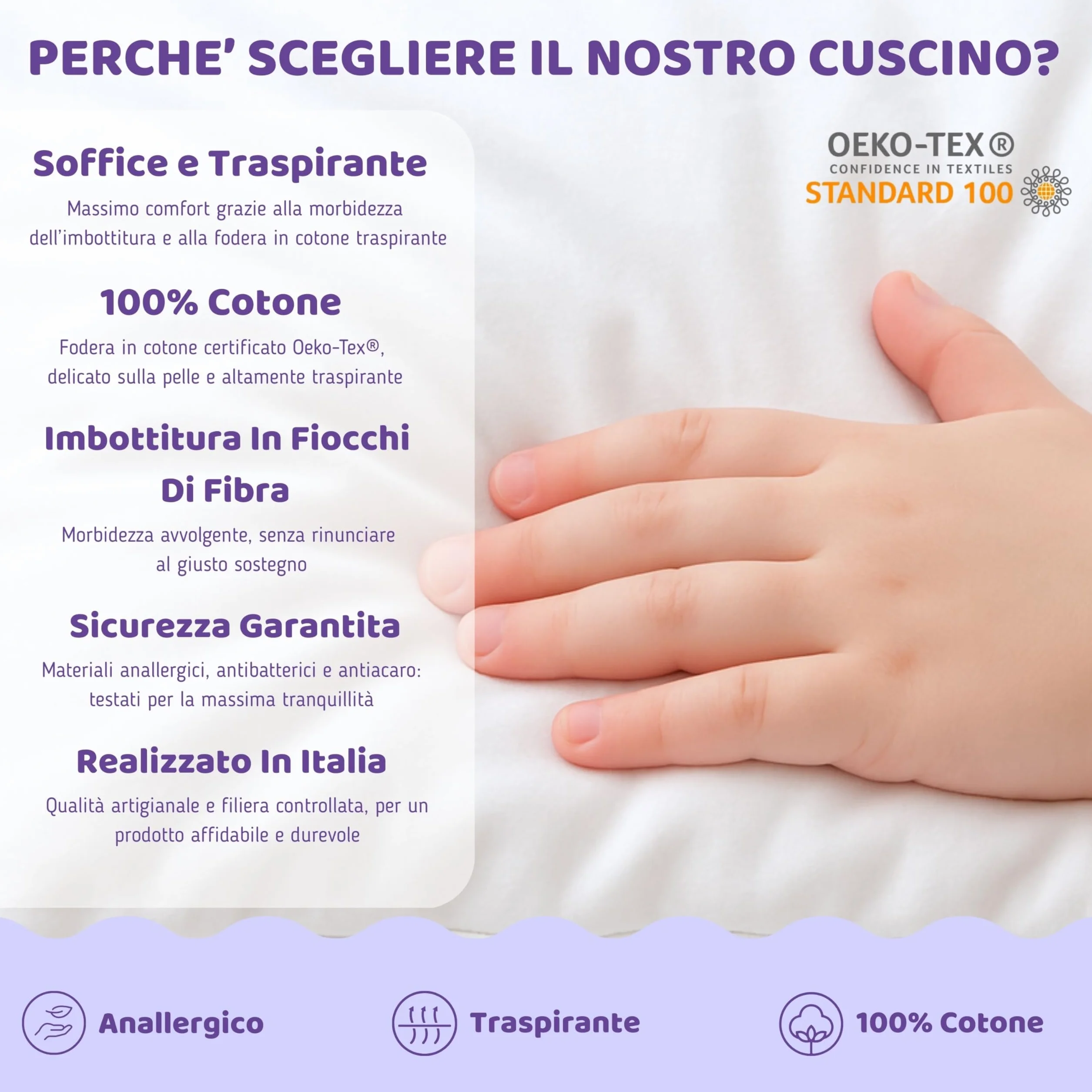 Baby Idea Babysanity Cuscino Letto Antisoffoco Traspirante Per Lettino Neonato Oeko-Tex