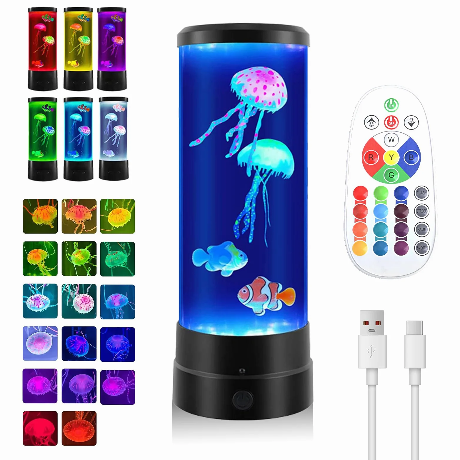 12" Lampada Medusa, Jellyfish Lamp con Telecomando 17 Colori 4 Modalità, Lavalamp Acquario Medusa Glow Luci Notturna per Bambini e Adulti, per Relax Nursery e Decorazione Della Casa