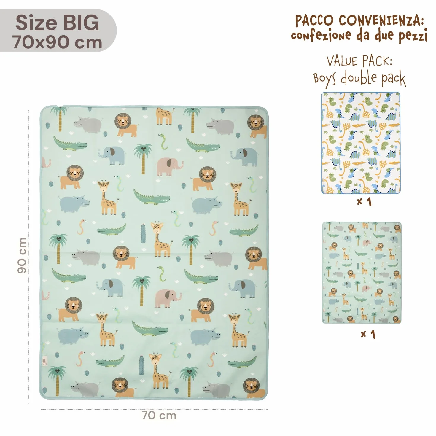 PERLETTI Traversine Letto Bambino Neonato Impermeabili Pacco Doppio 70x90 cm