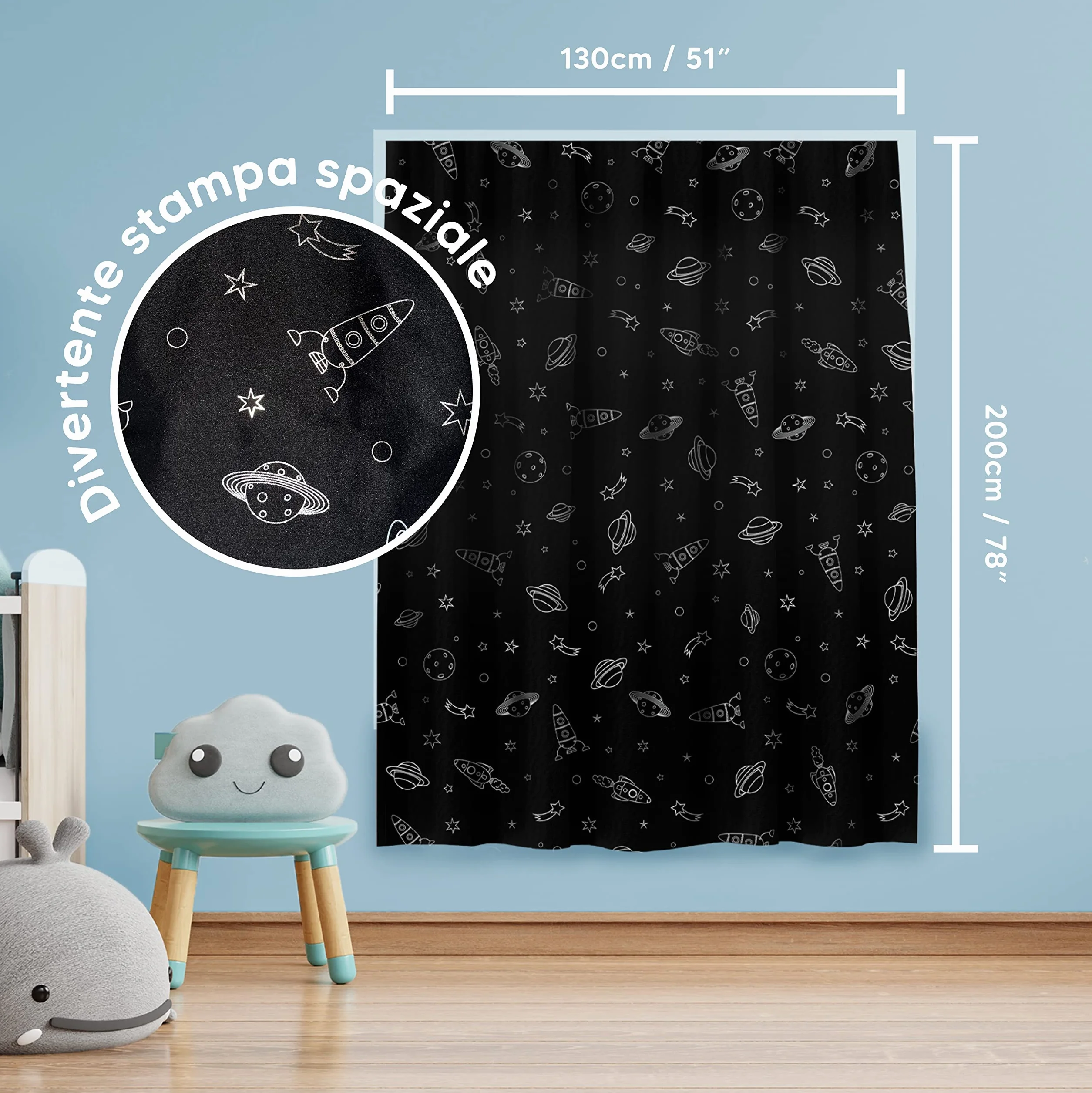 Tenda oscurante regolabile 130x200cm con ventose e nastro biadesivo