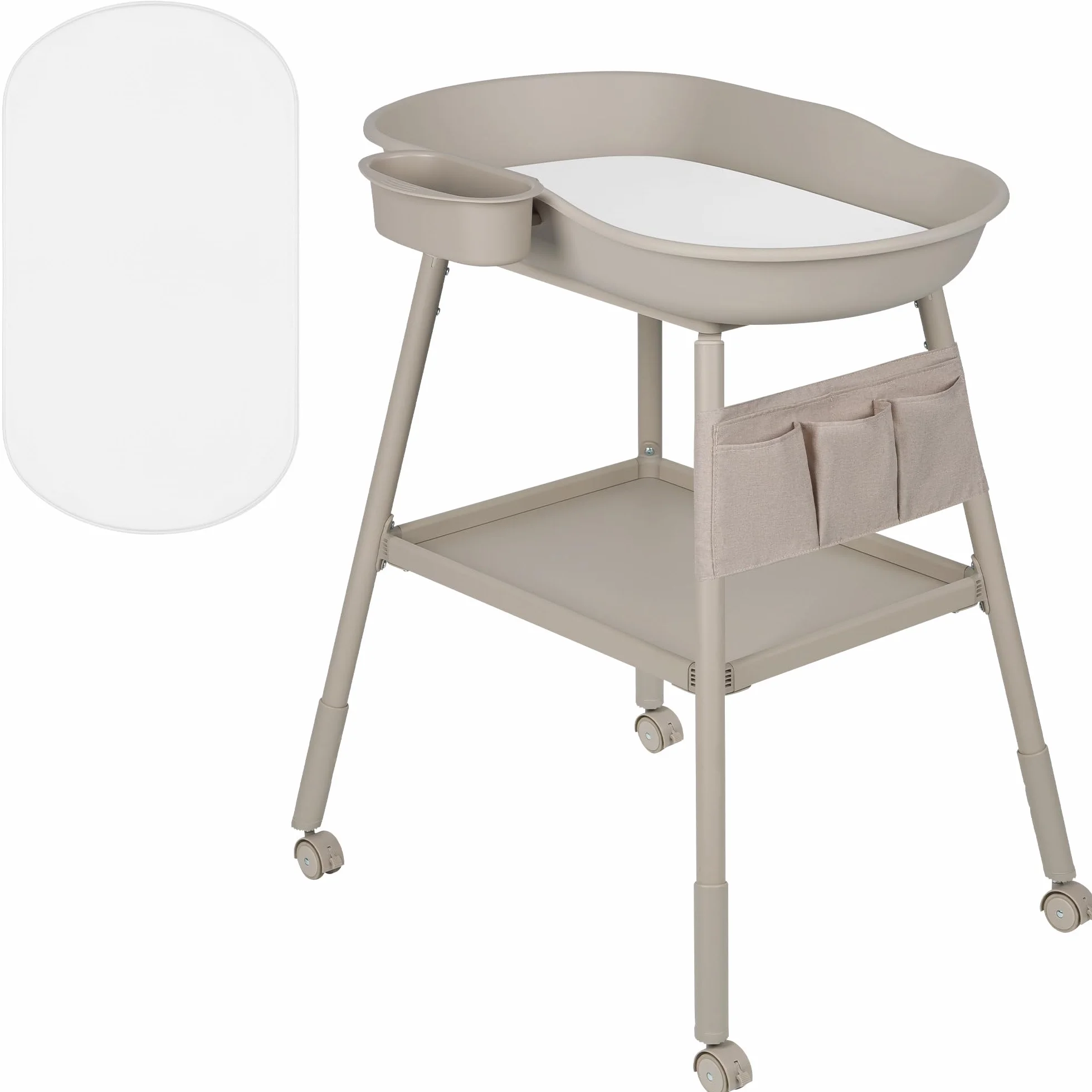 Lionelo Rosie Fasciatoio per neonato Portatile con Ruote e Freno Altezza Regolabile Materassino Impermeabile