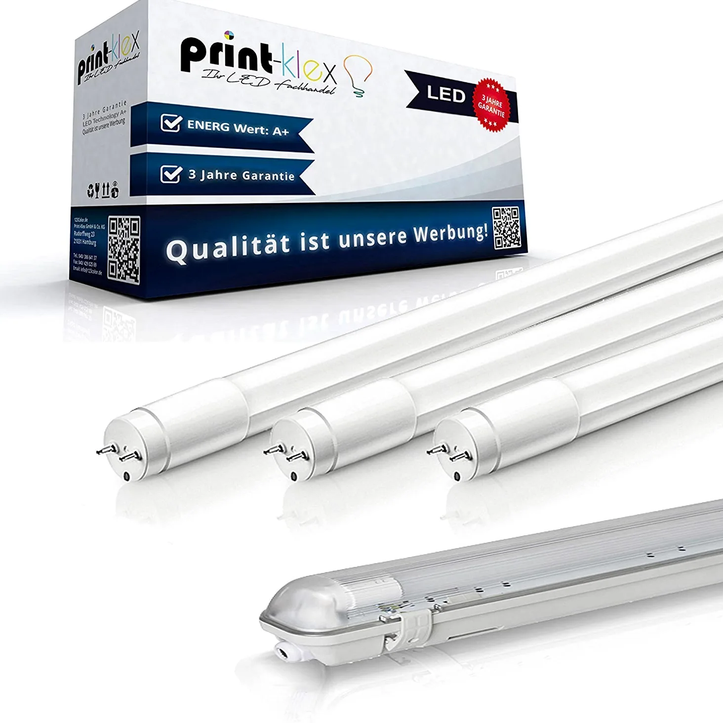 Einzelhalter-120cm + LED Tubi Fluorescenti T8 18W 6400K - Bianco Freddo Lampada Tubo Tubo Tubi Al Neon con G13-Sockel Plafoniera con Schutzbdeckung