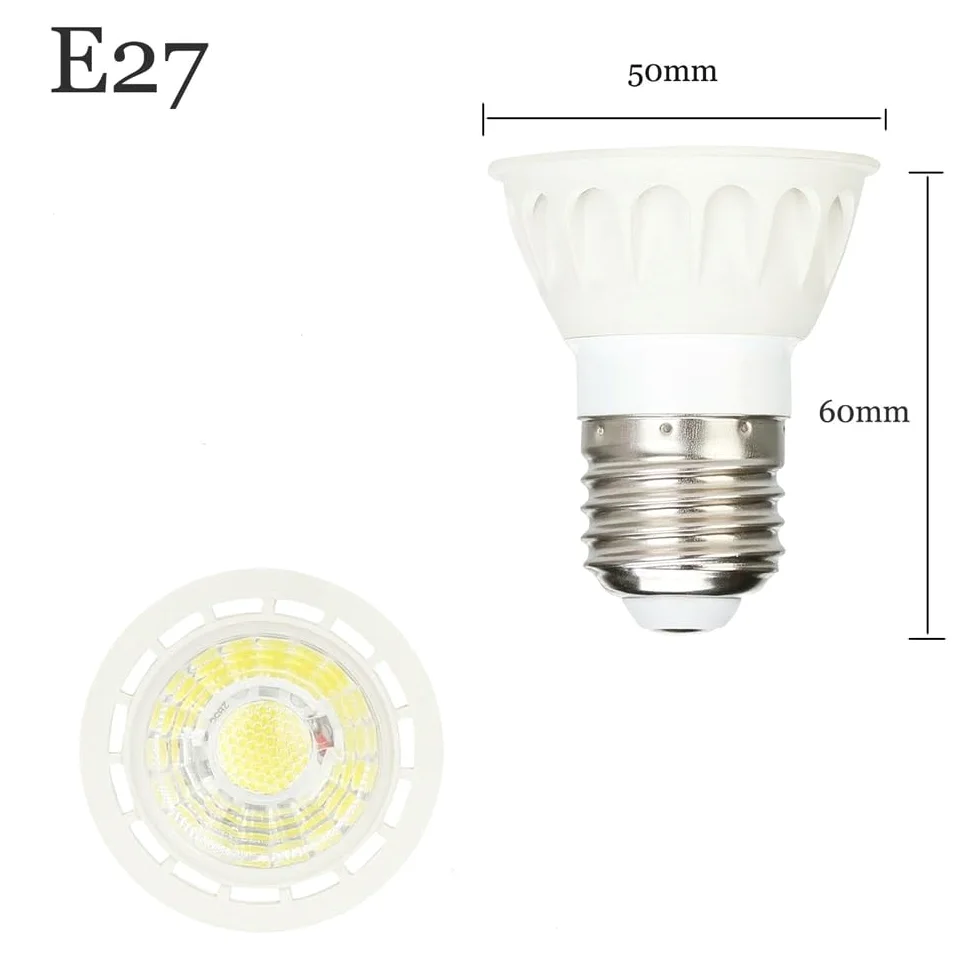 Light, Confezione da 10, faretto LED COB GU10/E27/E26 AC85-265V 6W non dimmerabile MR16 12V lampada for interni domestici(Blanc,E26 85-265V)