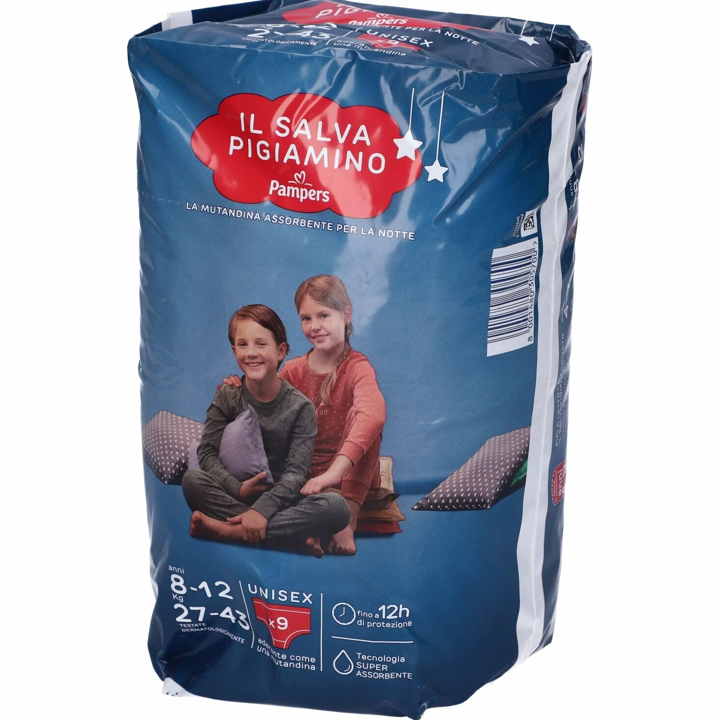 Pampers Il Salva Pigiamino 8-12 anni L/XL (27-43 kg) Enuresi Notturna 54 Pannolini Bambino