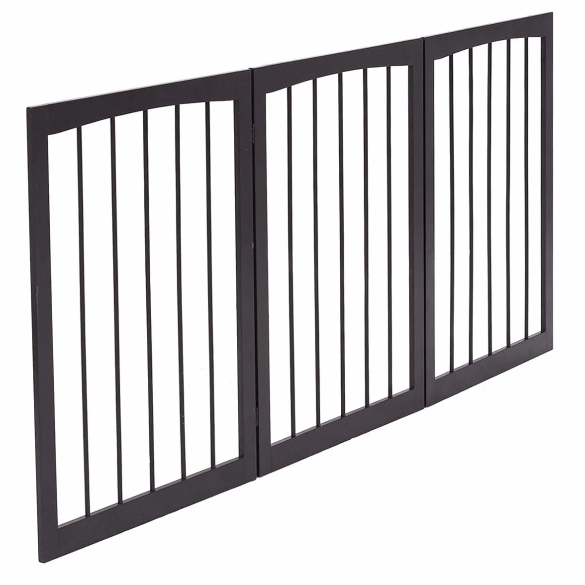 COSTWAY Cancelletto per Cani Pieghevole in Legno 3 Ante 160 x 76 cm Marrone