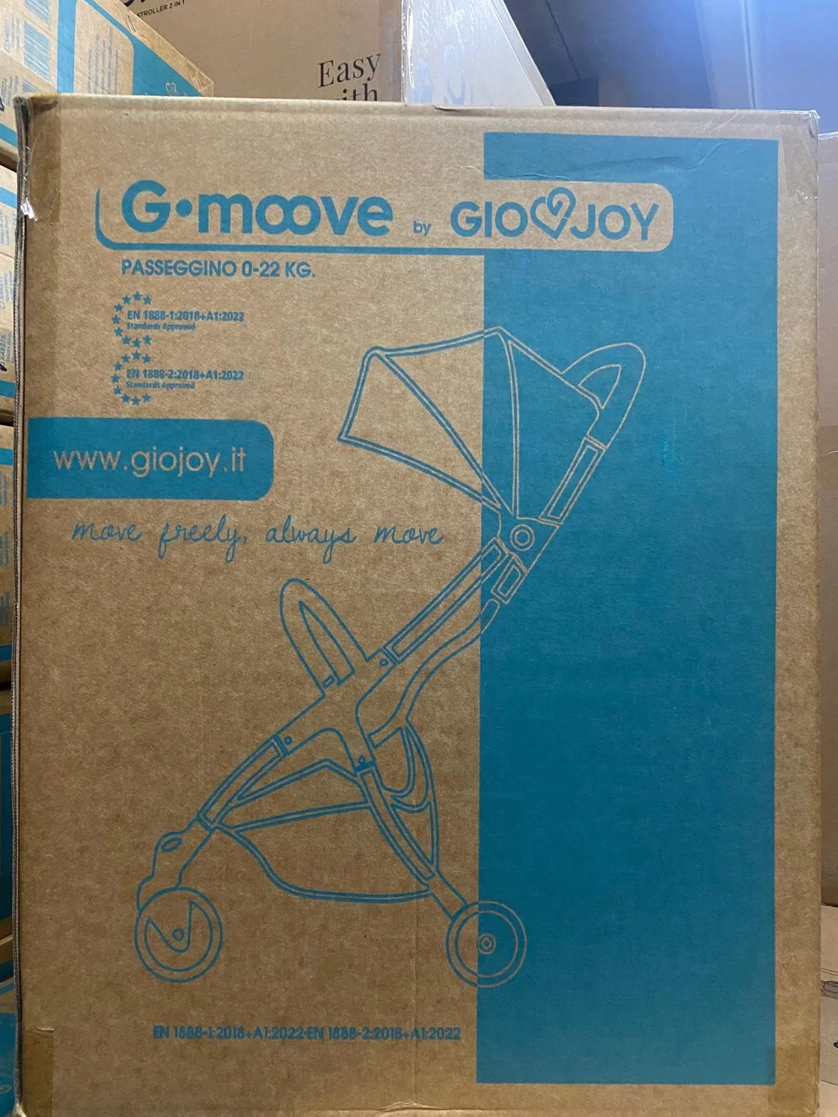 Passeggino Leggero 0-22 kg G-Moove, Telaio Nero, Tessuto Grigio