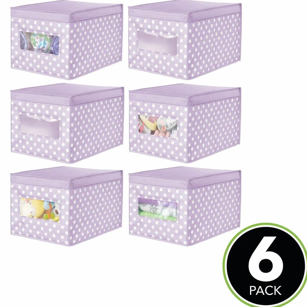 mDesign Set di 6 contenitori in tessuto – Scatola impilabile per riporre vestiti o scarpe – Viola