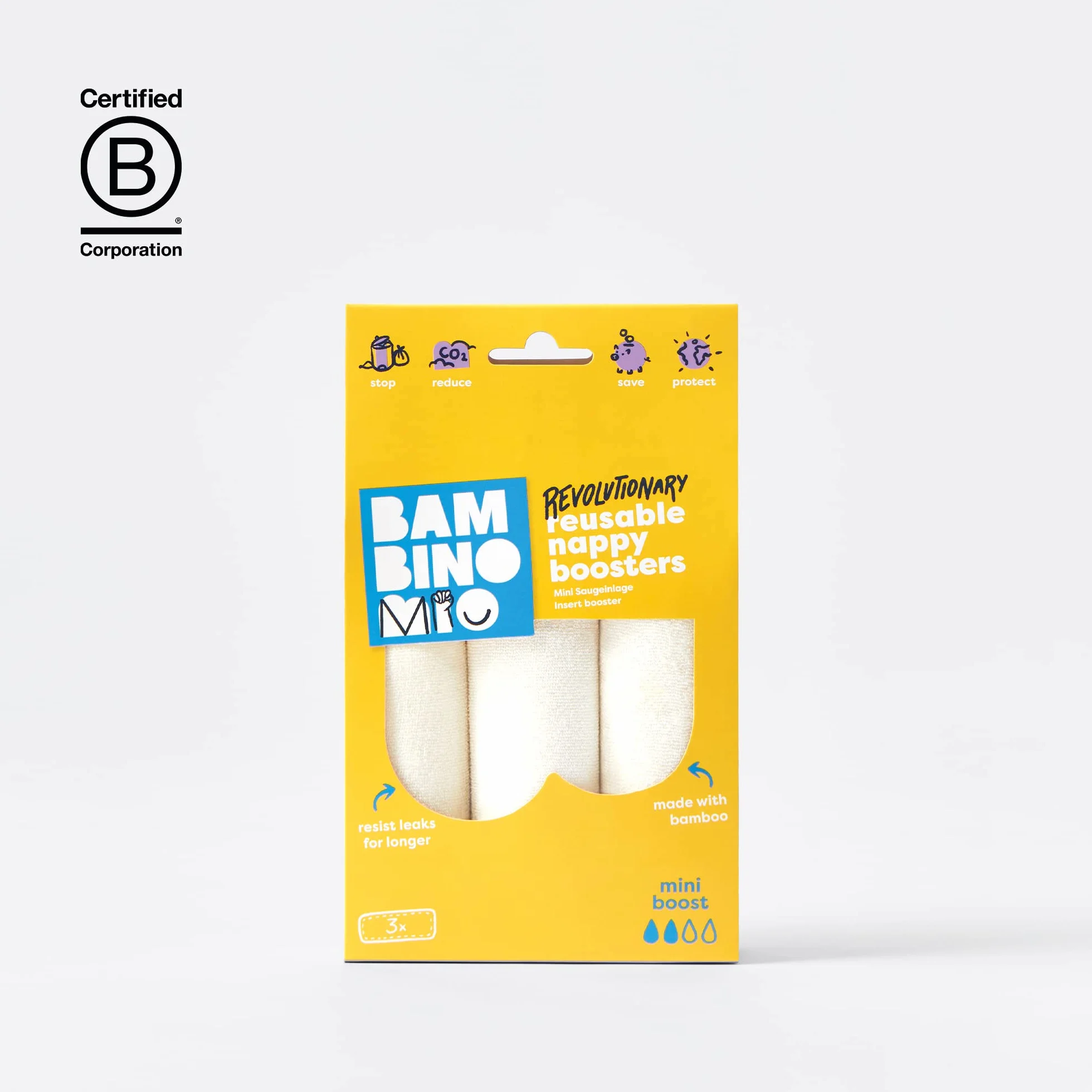 Bambino Mio Mini Boost pannolino riutilizzabile inserti morbidi assorbenti confezione da 3
