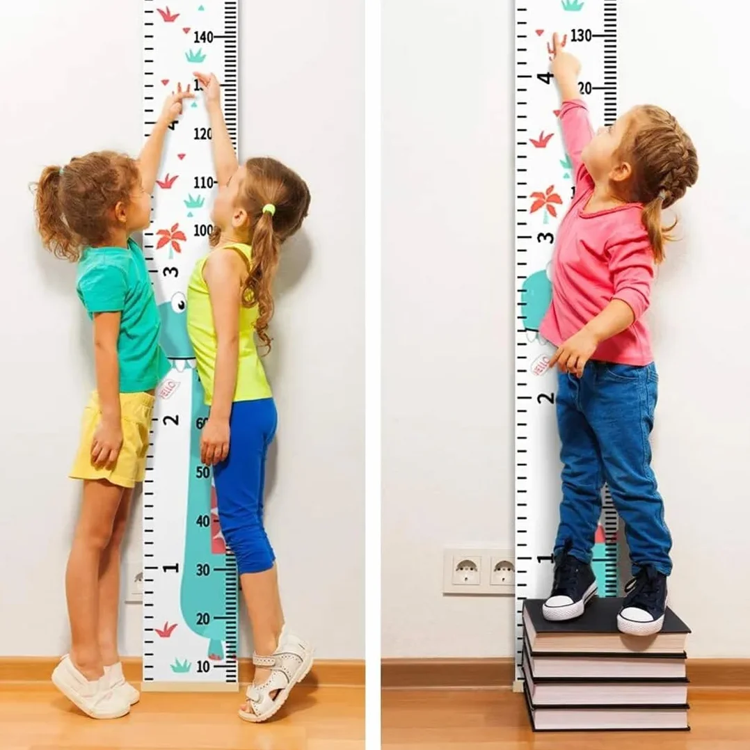 IKOPFLN Metro Altezza Bambini Da Parete, Grafico Crescita Misurazione con Ganci e Misuratore Piede
