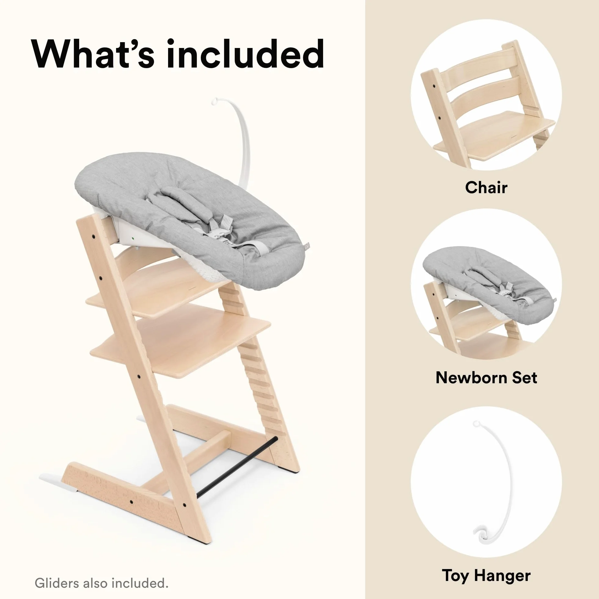 Stokke Tripp Trapp Sedia Naturale Newborn Set Grigio per Neonati fino a 9 kg