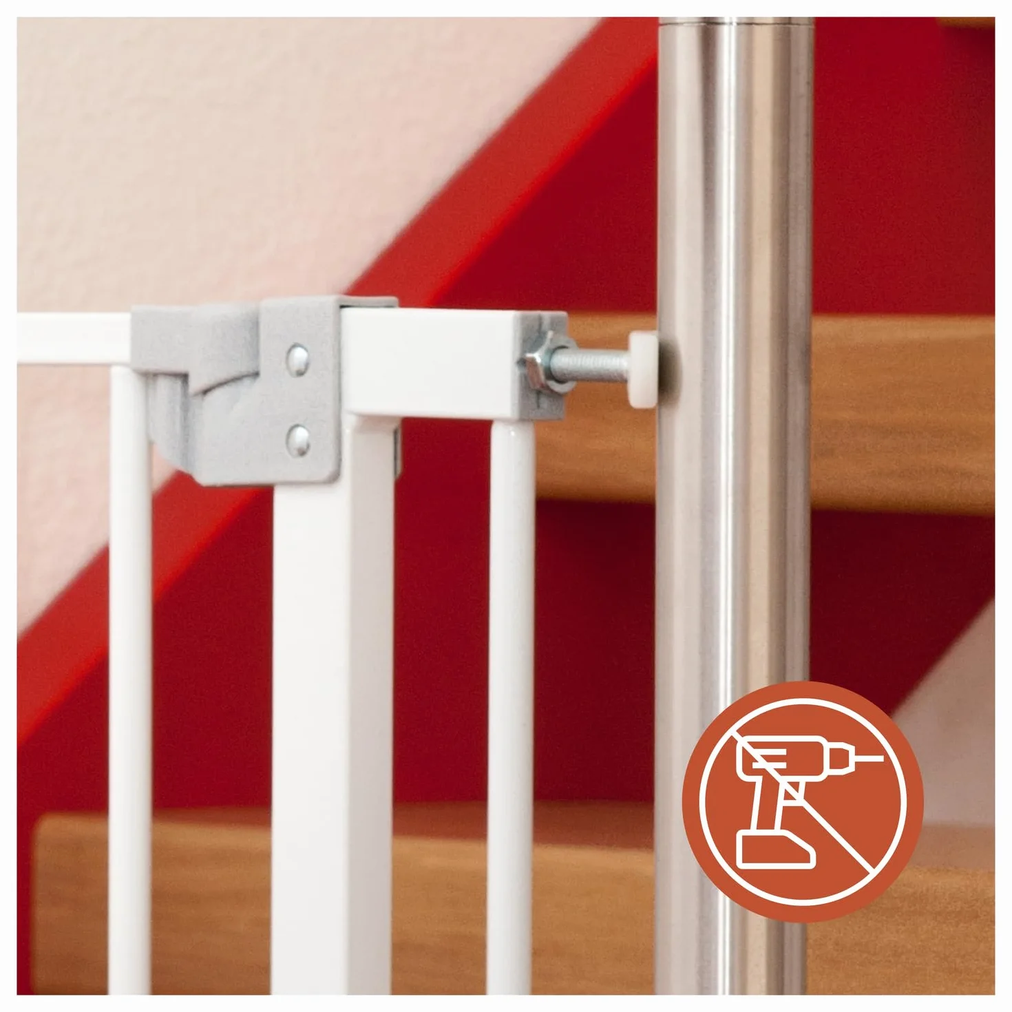 Hauck Y-Spindle Bianco - 2 Adattatori per Scale con Ringhiere a Profili Rotondi 6 cm - Filettatura M10 - Accessorio Compatibile Cancelletto Bambini Cani