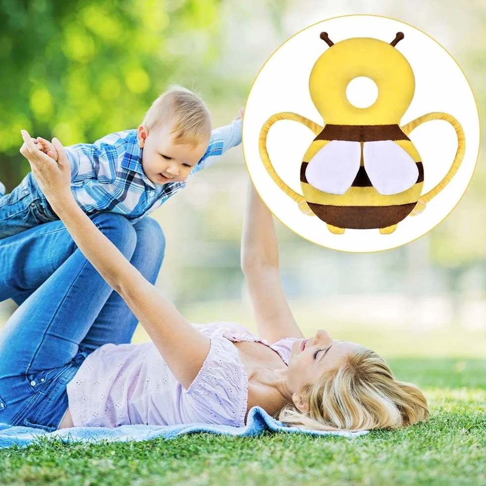 Vicloon Protezione per la Testa del Bambino, Cuscino di Sicurezza Regolabile Morbido e Traspirante, Ape Gialla
