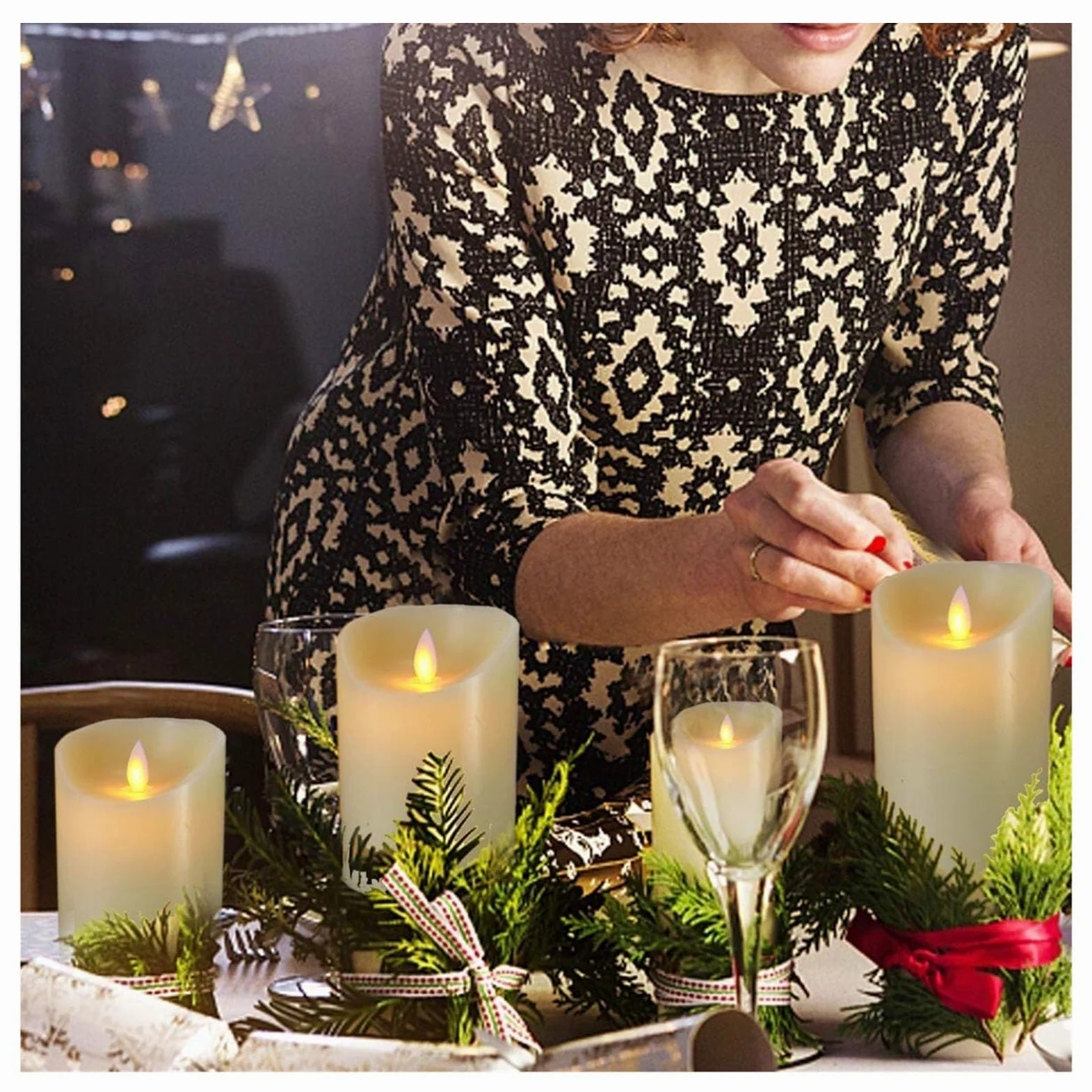 Candele senza fiamma, Candele a batteria Candele senza fiamma a LED in vera cera con telecomando e timer, Candela elettronica finta for decorazioni for la casa delle feste, Set di 3 (Size : B)