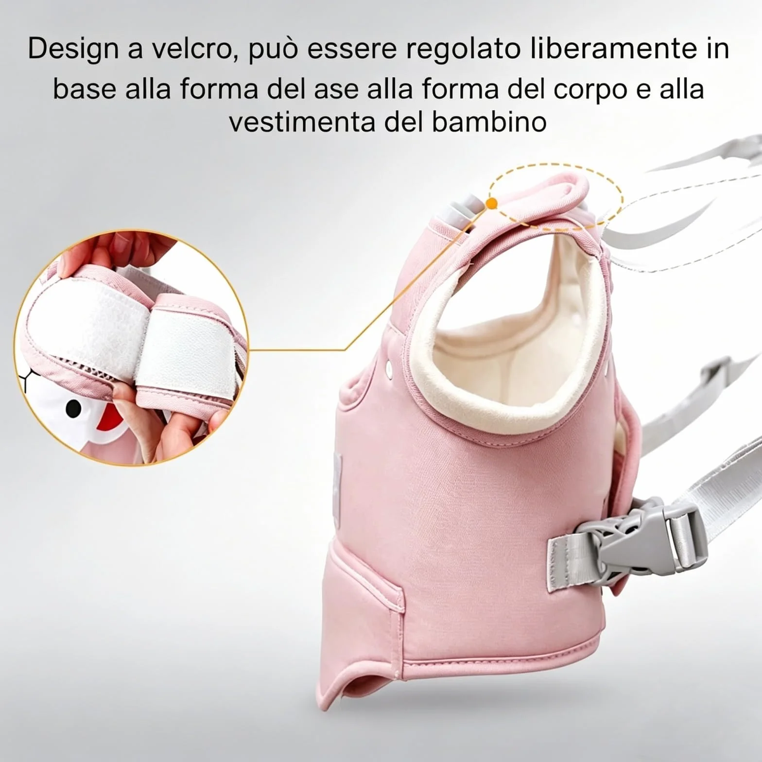 Imbracatura Sicurezza Traspirante Regolabile per Bambino 6-36 Mesi, Primi Passi con Bavaglino