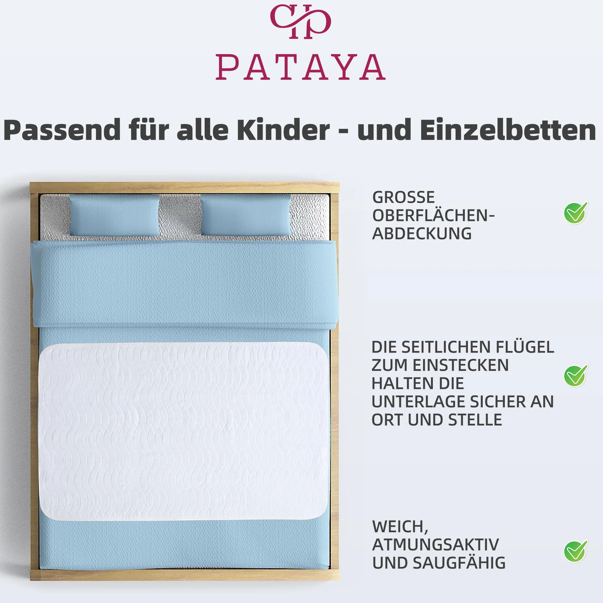 Pataya Set da 2 Traverse Letto 90x160 cm Coprimaterasso OEKO-TEX Standard 100 Impermeabile