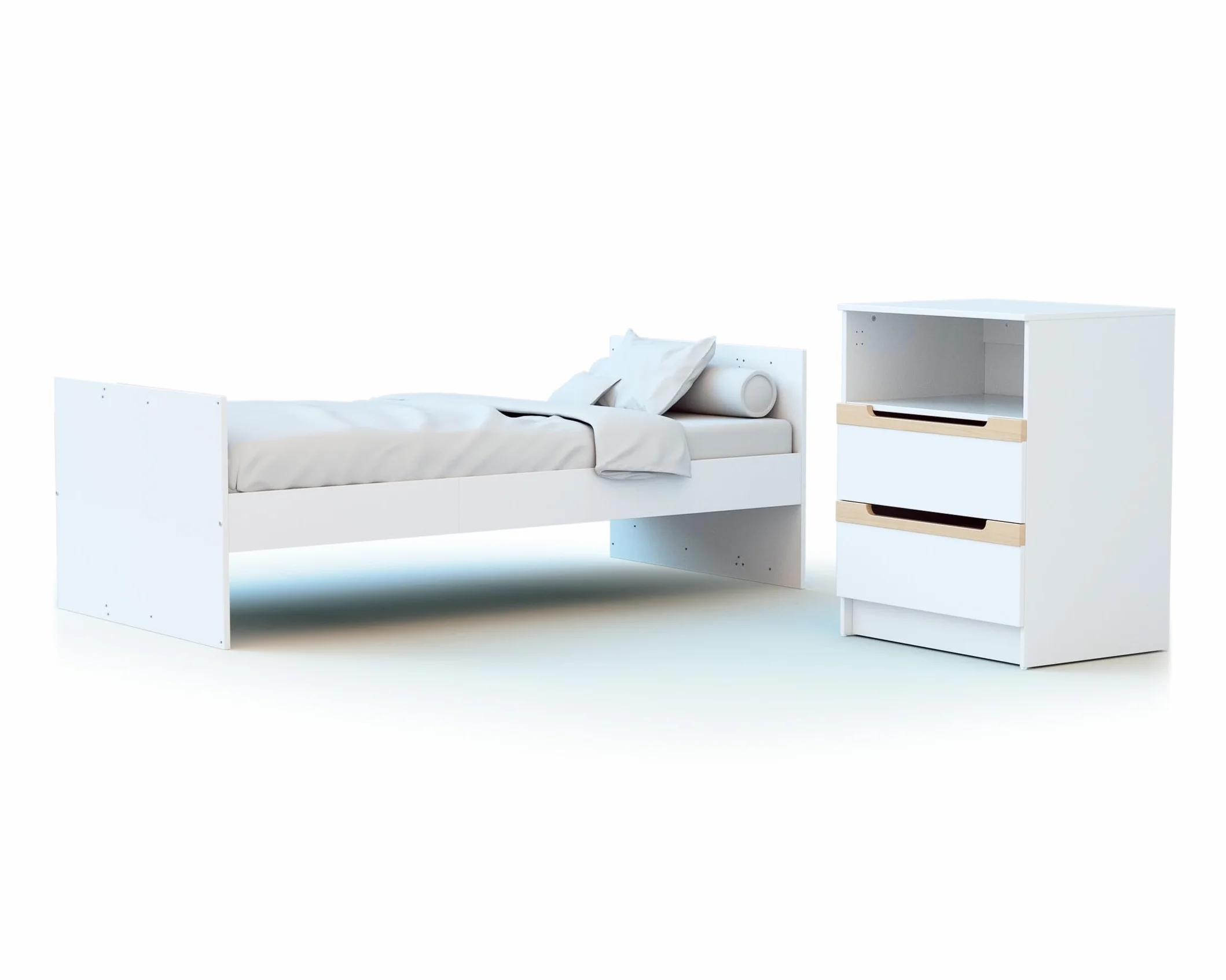 Letto combinato evolutivo CARROUSEL legno Bianco Faggio natural 60x120-194x94x70 cm