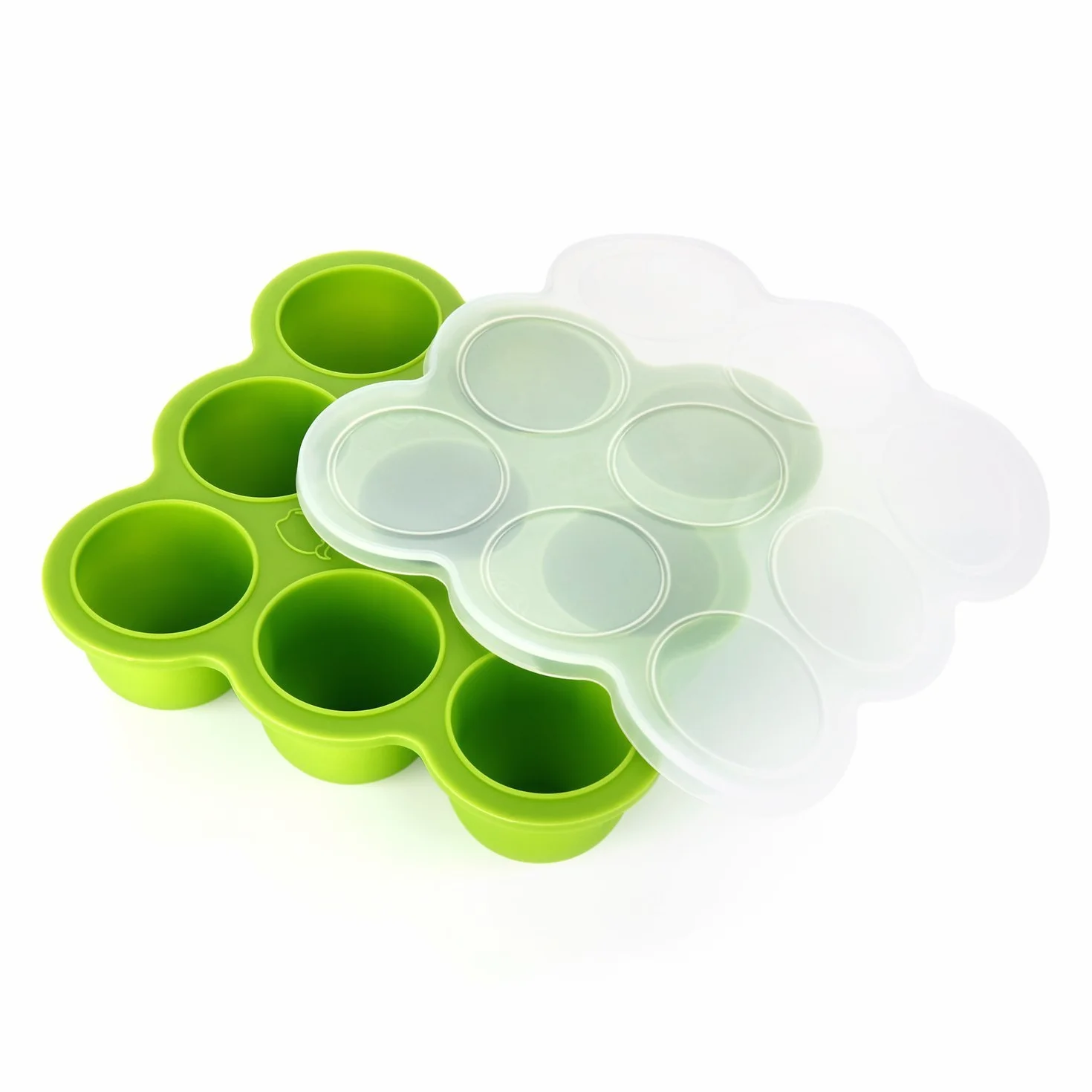 Contenitore Pappa Silicone per Bimbi con 9 Stampini - Contenitore Freezer Coperchio Rimovibile Verde