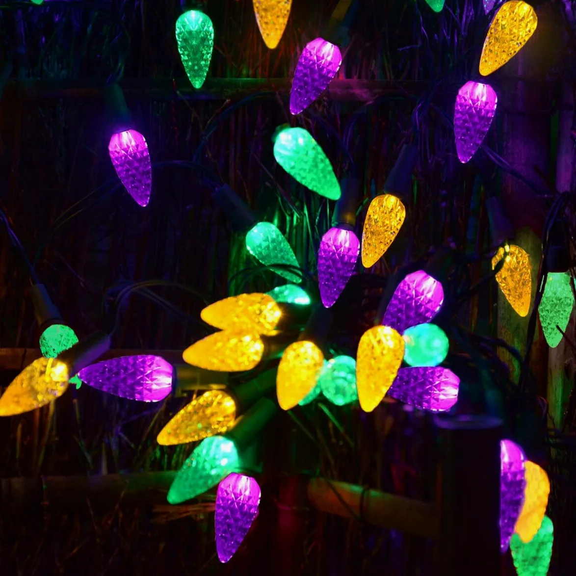 Luci solari a forma di fragola, per Halloween, Natale, Mardi Gras, 100 LED, 8 modalità, luci di Natale solari per esterni, martedì grasso, albero di Natale, campeggio, balcone, decorazione per feste