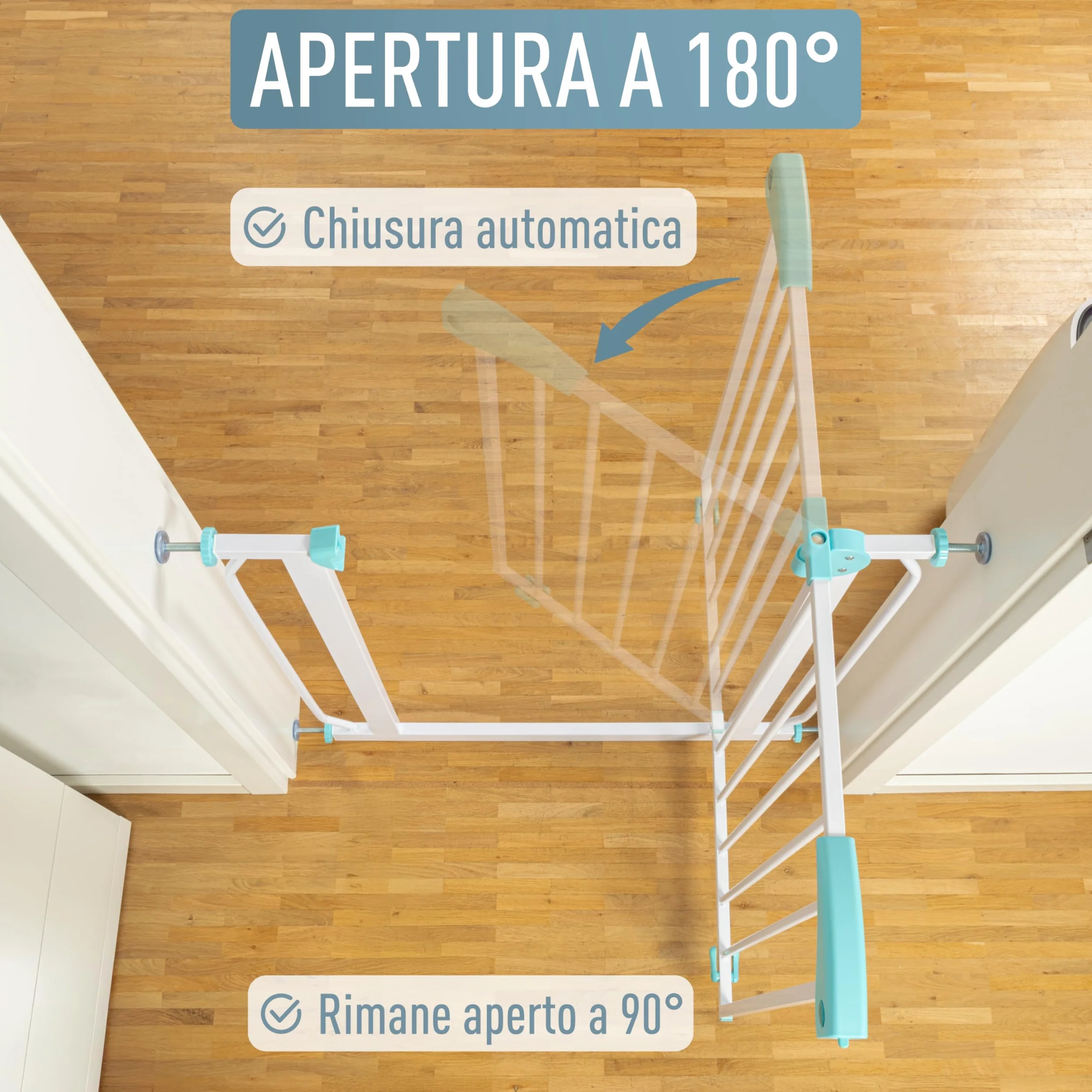 Berrin Cancelletto di Sicurezza per Porte 105-115 cm Metallo Bianco Turchese