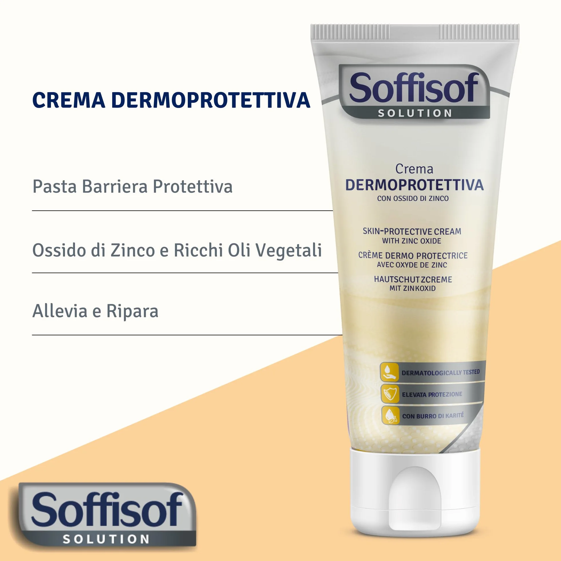 Soffisof Crema Dermoprotettiva 200ml Ossido di Zinco 10% Pasta Barriera per Anziani, Allettati e Neonati