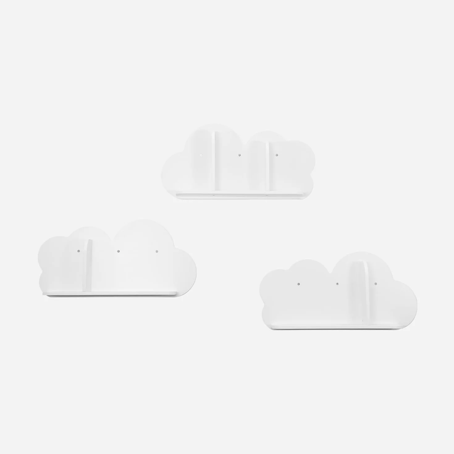 Sweeek Mensole da Parete Nuvole per Cameretta Bambini, Set di 3, Bianco, 34.5x12x23.5 cm