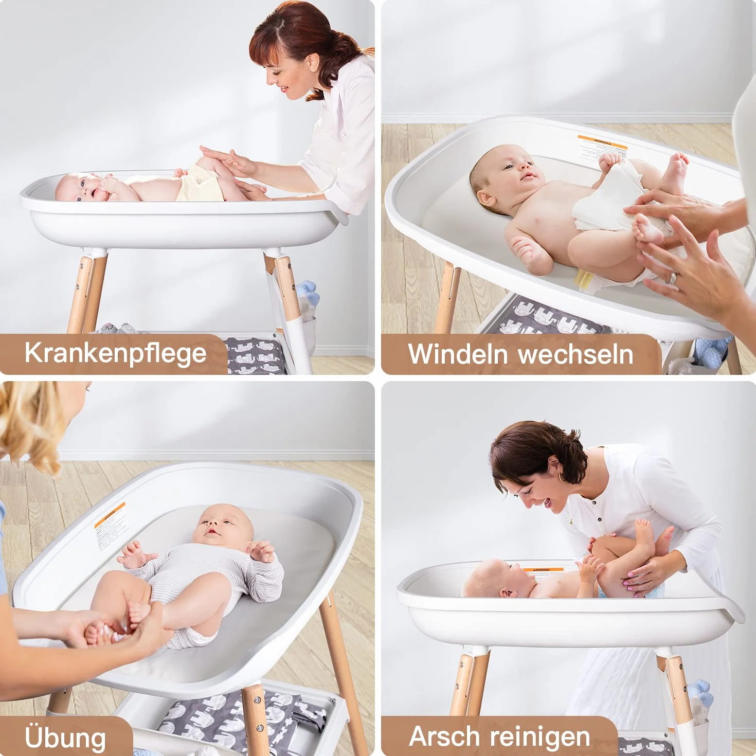 Beberoad Fasciatoio Neonato Regolabile in Altezza 51x79x90CM Bianco 0-12 Mesi 25kg