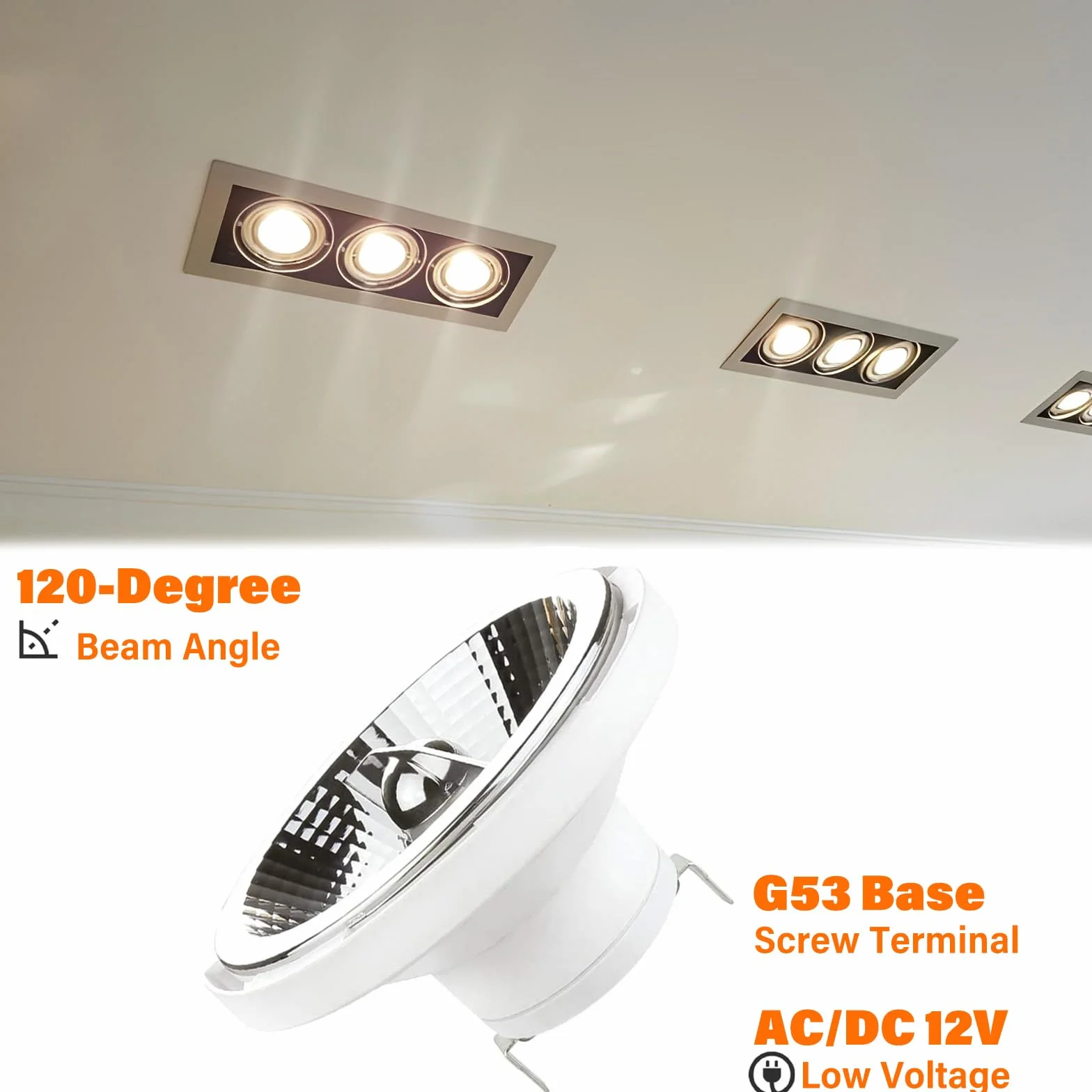 Lampadine AR111 G53 da 12W COB - Confezione da1200 Lumen - Faretto a Bassa Tensione 12V - Non Dimmerabile(Natural Daylight 4000k)