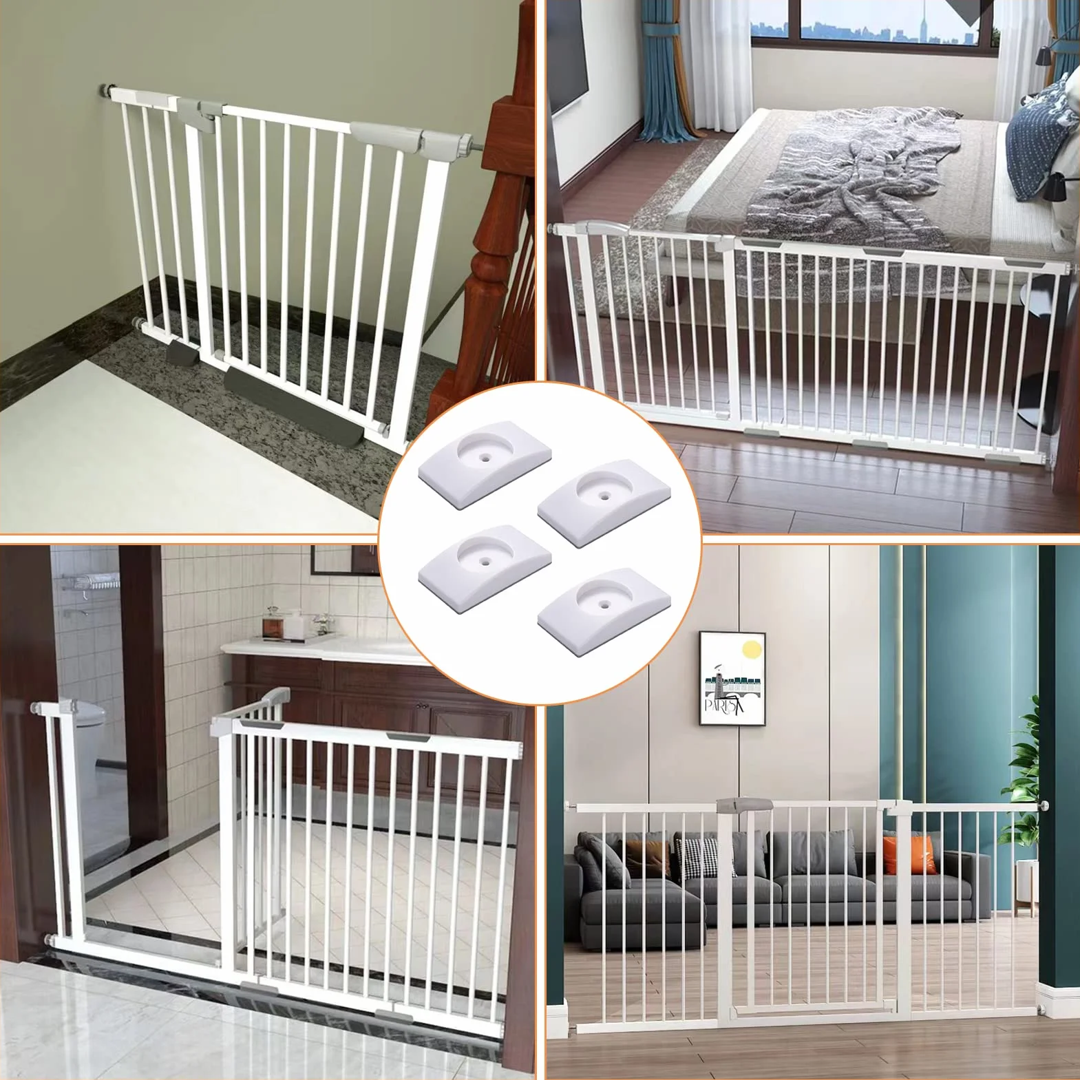 Baby Protezione da Parete per Bambini Protezioni Cancelletto Sicurezza Porta Senza Perforazione 4 Pezzi