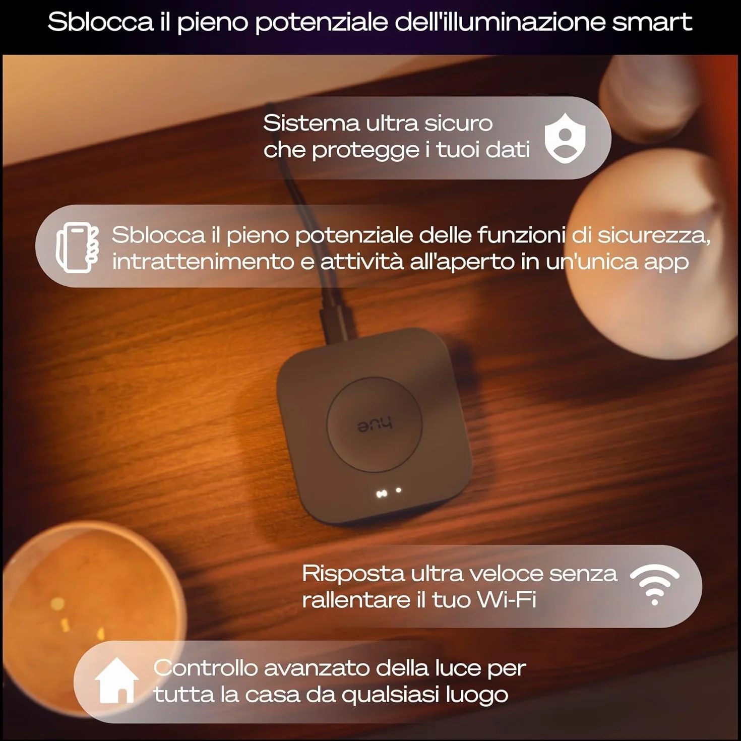 Philips Hue Bridge Pro, Smart Light Hub, Wireless, Crittografia avanzata, Supporta 150+ luci e 50+ accessori, Funziona con Apple Home, Amazon Alexa, Google Assistant, Samsung SmartThings