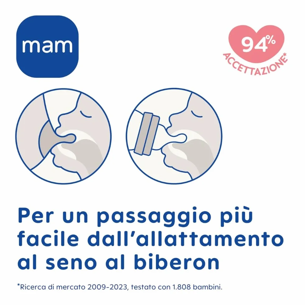 MAM Tettarella Misura X Set da 2, Silicone SkinSoft piatta e simmetrica per liquidi densi e pappe, accessori neonato 6+ mesi