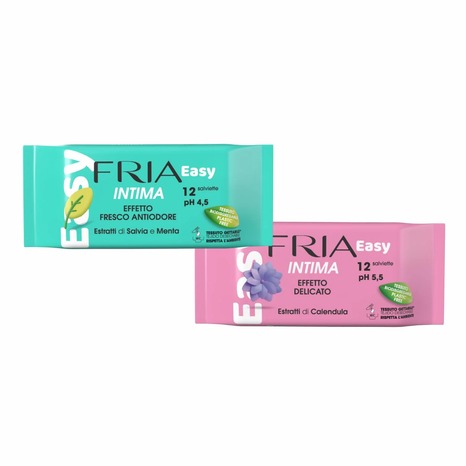 Fria Intima Salviette Biodegradabile, 12 sztuk, Modelli e Fragranze Assortite