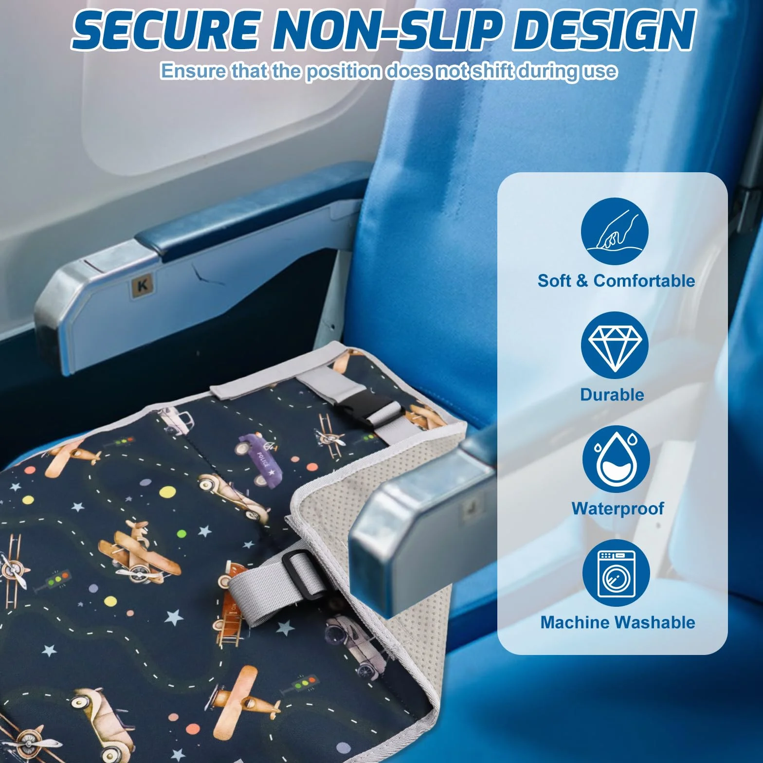 Poggiapiedi Aereo Bambino 76x44,5 cm, Letto Viaggio Pieghevole, Amaca Volo Portatile Per Bambini