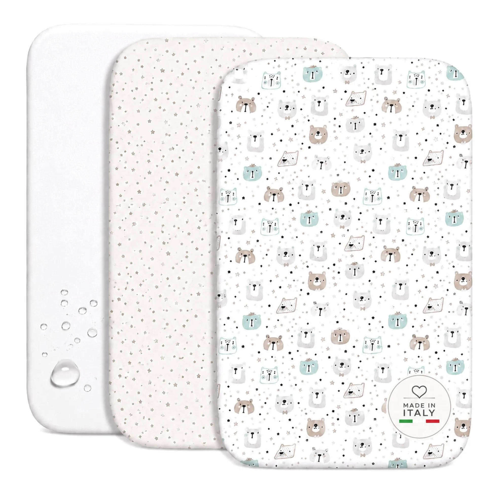 FlyIdeas Set 2 Lenzuola per Next to Me 50x83 cm 100% Cotone Coprimaterasso Impermeabile Made in Italy