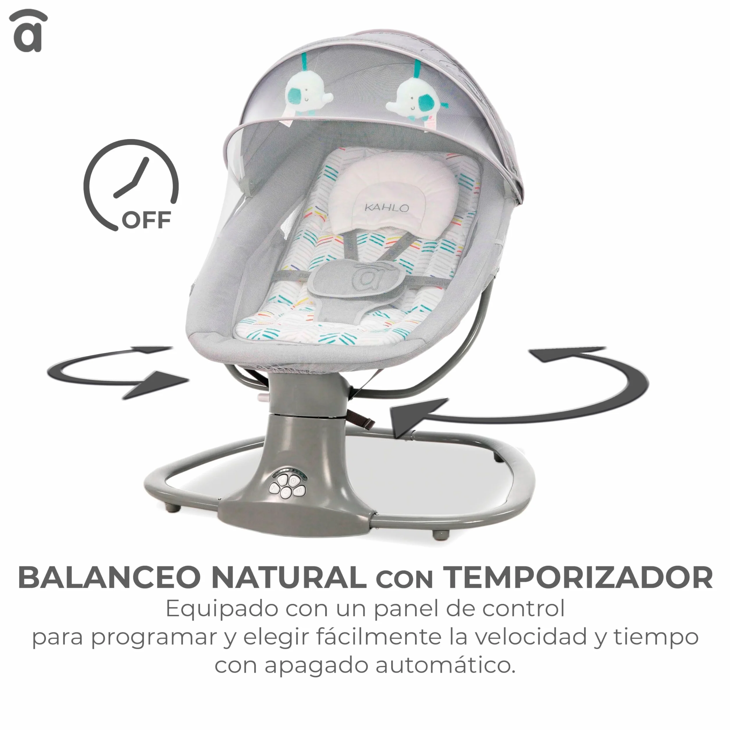 Amaca a dondolo con musica Bluetooth oscillazione automatica 5 livelli tettuccio zanzariera giocattolo poggiatesta 0 mesi 9 kg tessuto lavabile
