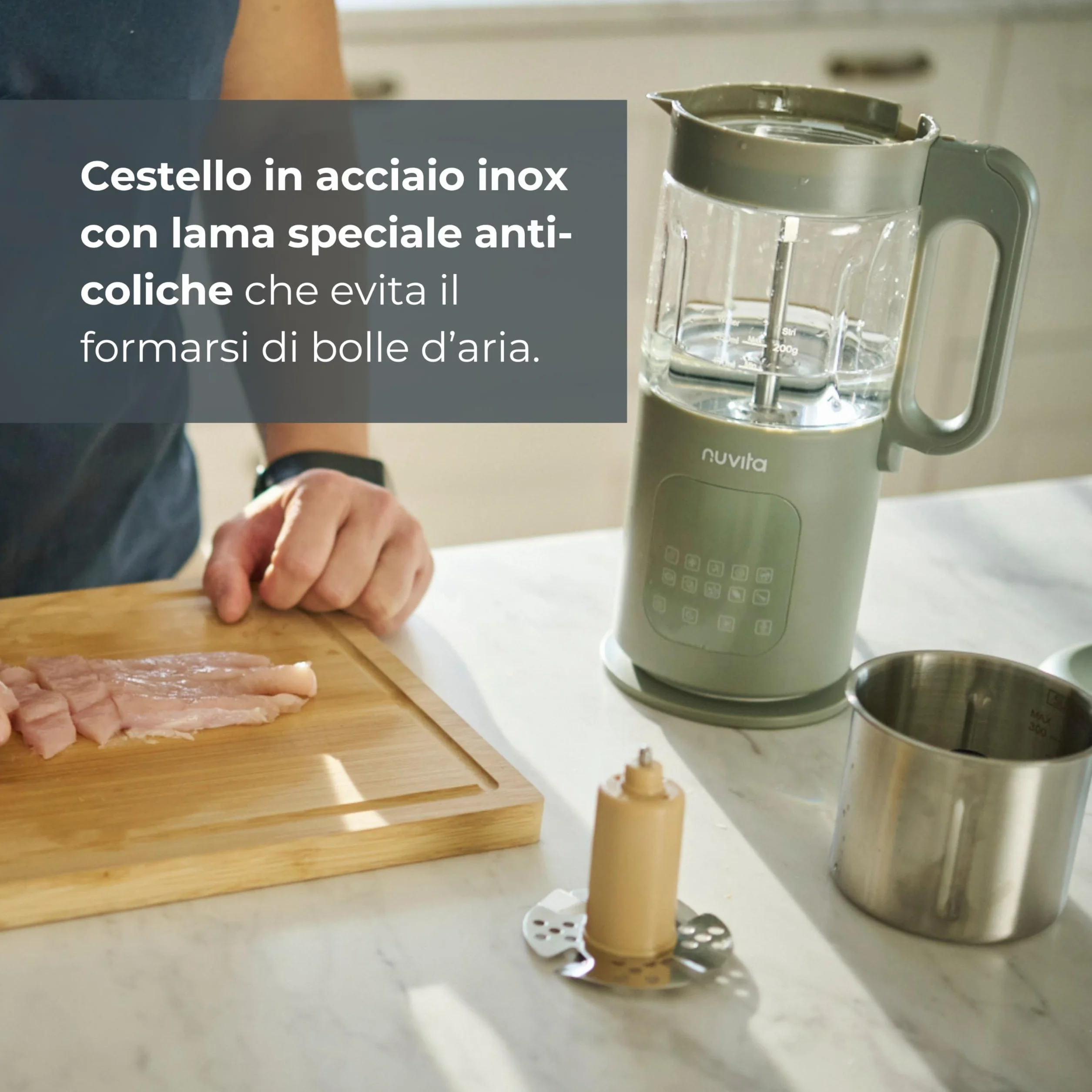 Nuvita Magic Pappa Cuocipappa Multifunzione 7-in-1 Cuoce a Vapore Frulla Sminuzza Prepara Purè per Bambini