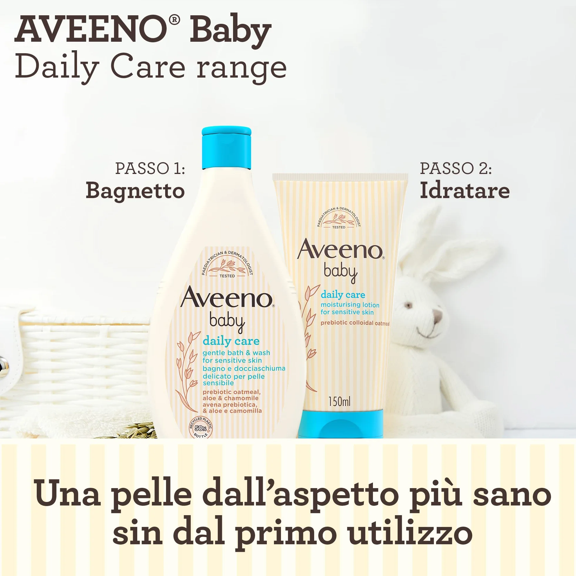 Aveeno Baby Daily Care Crema Idratante per Bambini e Neonati con Avena Colloidale, 150 ml