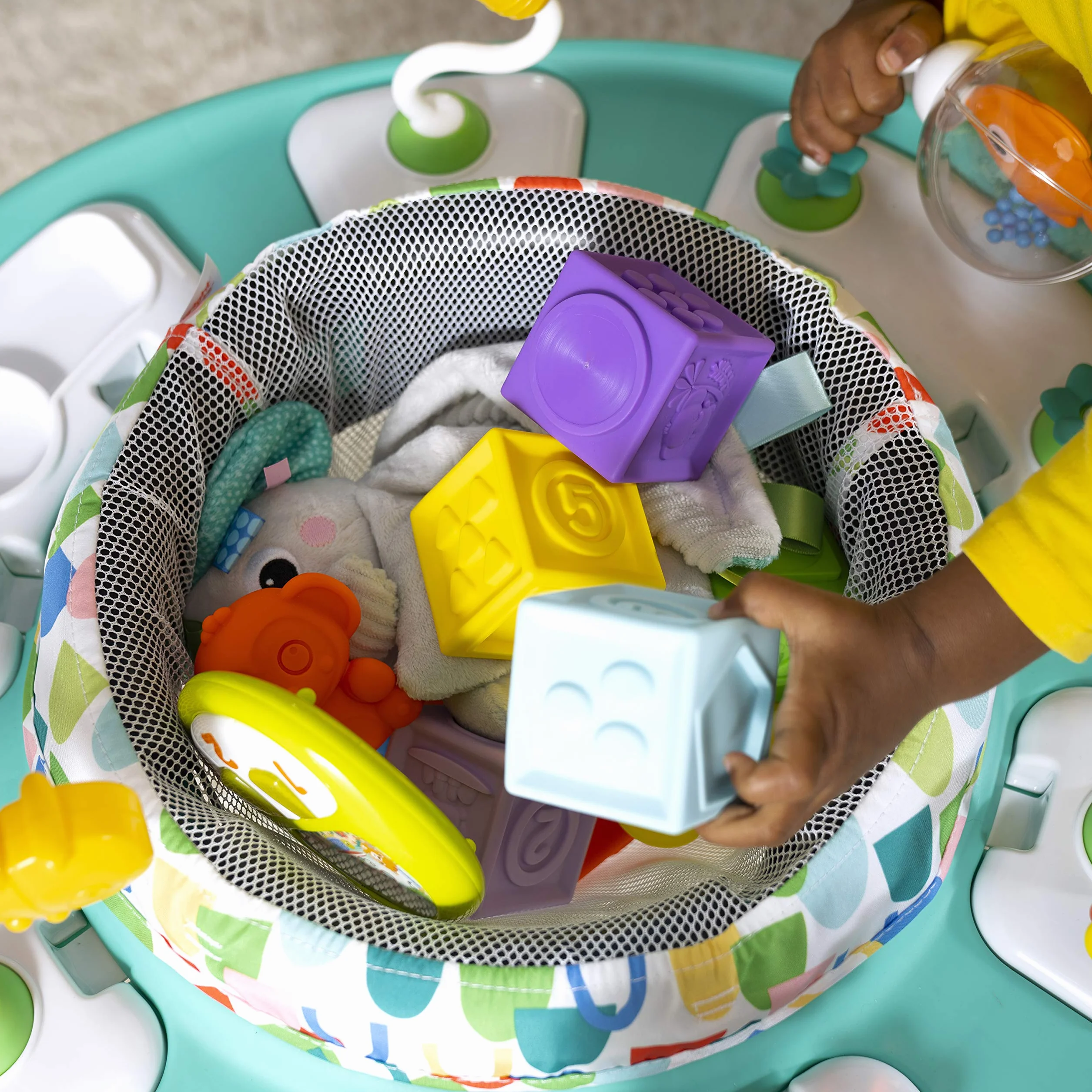 Bright Starts Centro Attività Tavolo 2in1 Bounce Bounce Playful Pond 7 Giocattoli Interattivi Suoni Musica Altezza Regolabile Seduta Ruotabile 360° Verde 6 Mesi+