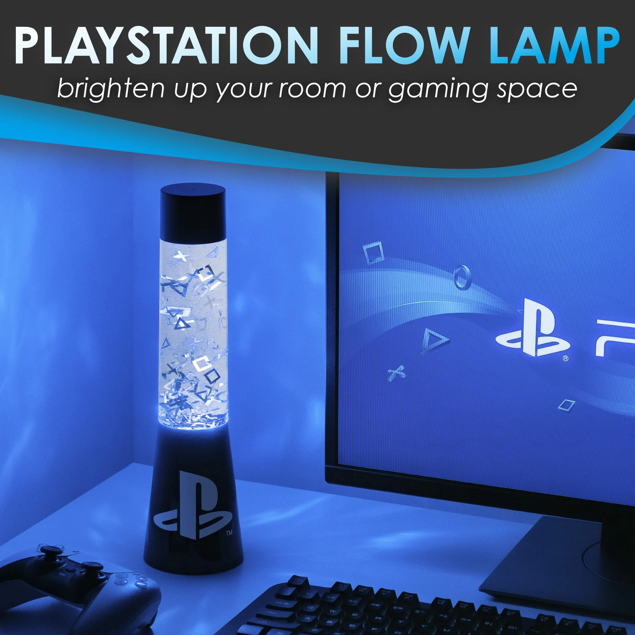Paladone Playstation Lampe à Lave Scintillante, Éclairage d'Ambiance Lampe Lava, 33 cm