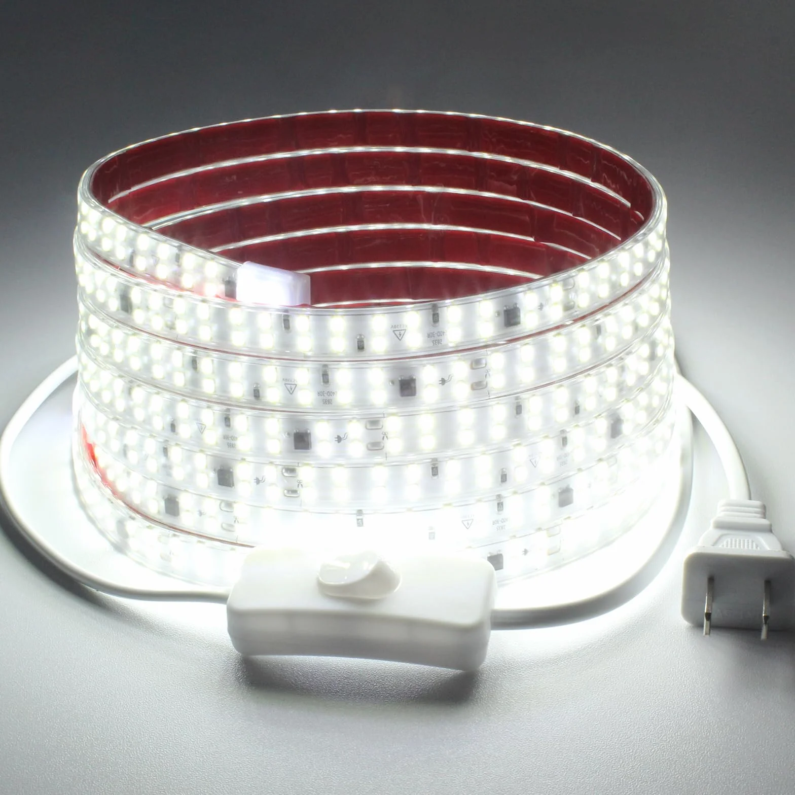 pcning IP65 Impermeabile Strip LED Adesiva 220V 3M 2835 240 leds/m Flessibile Striscia Bianco Freddo 6000K, Strisce LED 220 Volt da Esterno 3 Metri (Bianco Freddo, 3M)