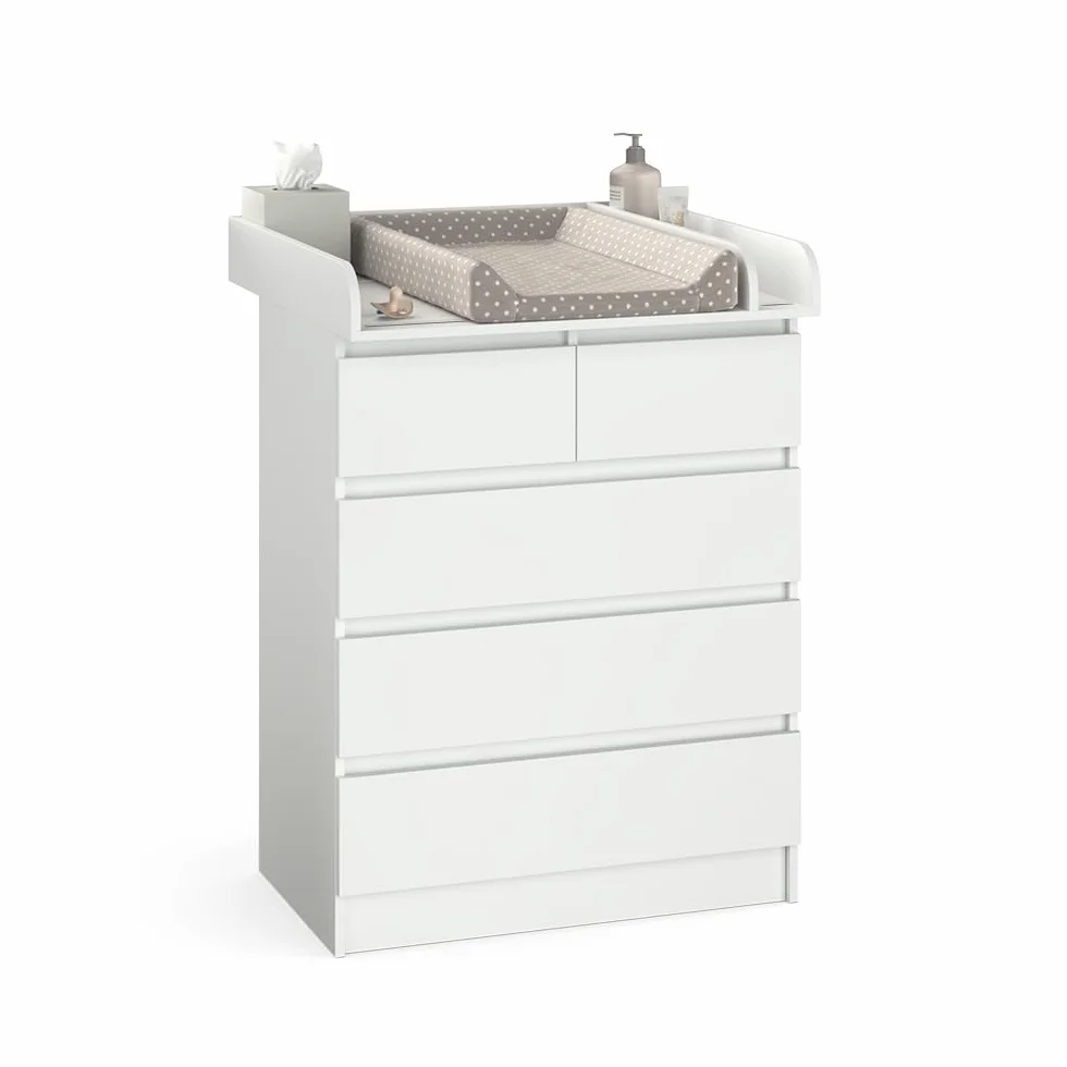 Vicco Fasciatoio Emma Bianco 80 x 110.2 cm z 5 szufladami, konwertowalny na komodę tradycyjną