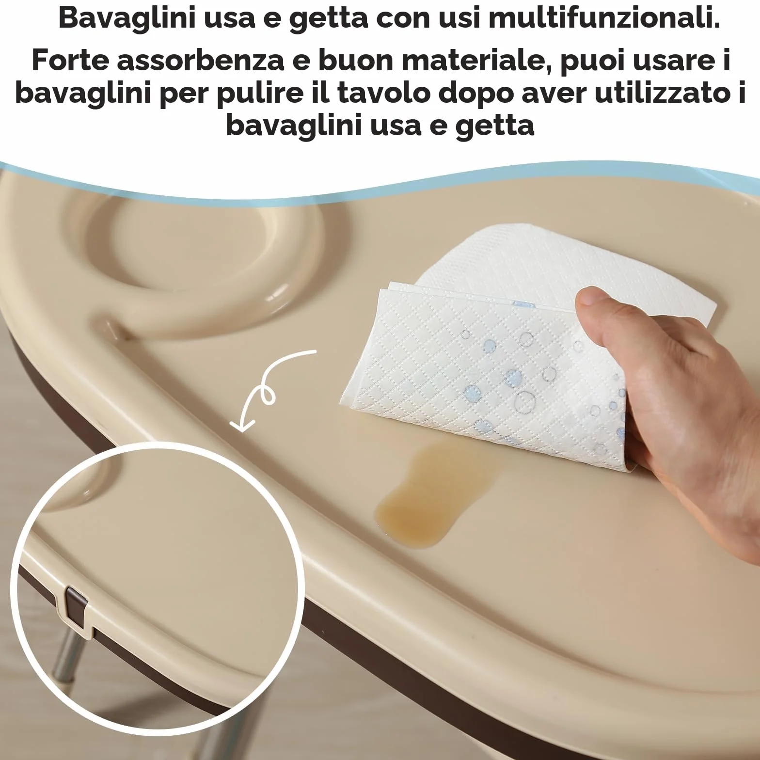 Bavaglini Monouso per Svezzamento Bambini, Misura Regolabile, Impermeabile, Alto Assorbimento