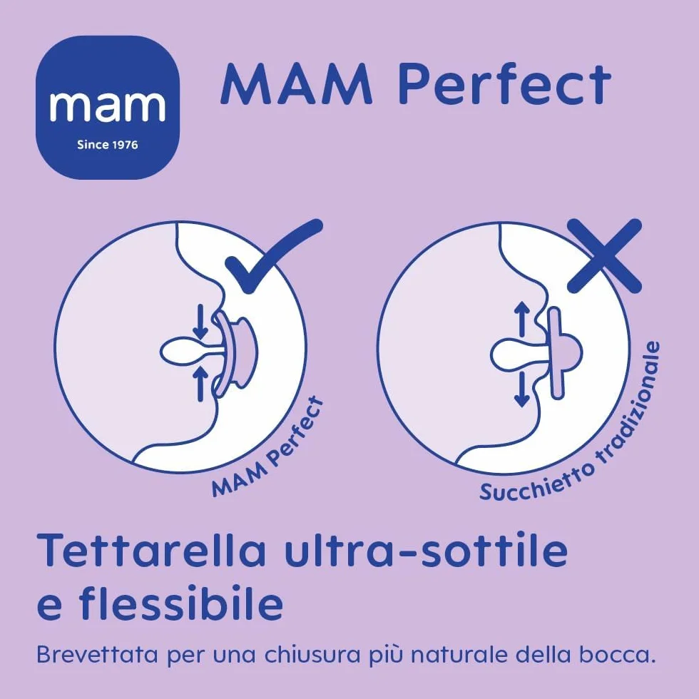 MAM Perfect Night Ciuccio 16+ Mesi Set da 2, Silicone che si Illumina al Buio, Azzurro