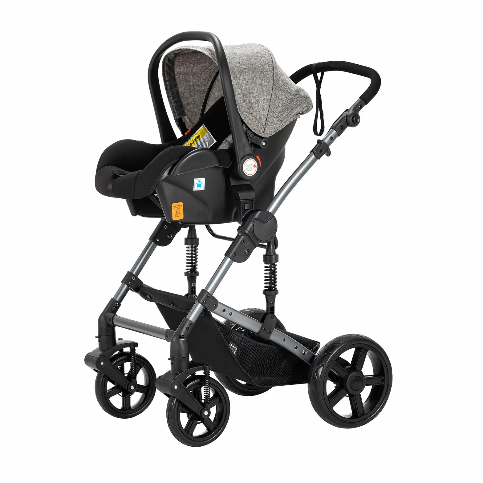 Magic ZC Passeggino Trio 3 in 1 Carrozzina Neonati con Design Portatile Pieghevole Un Clic, Spinta Reversibile Grigio