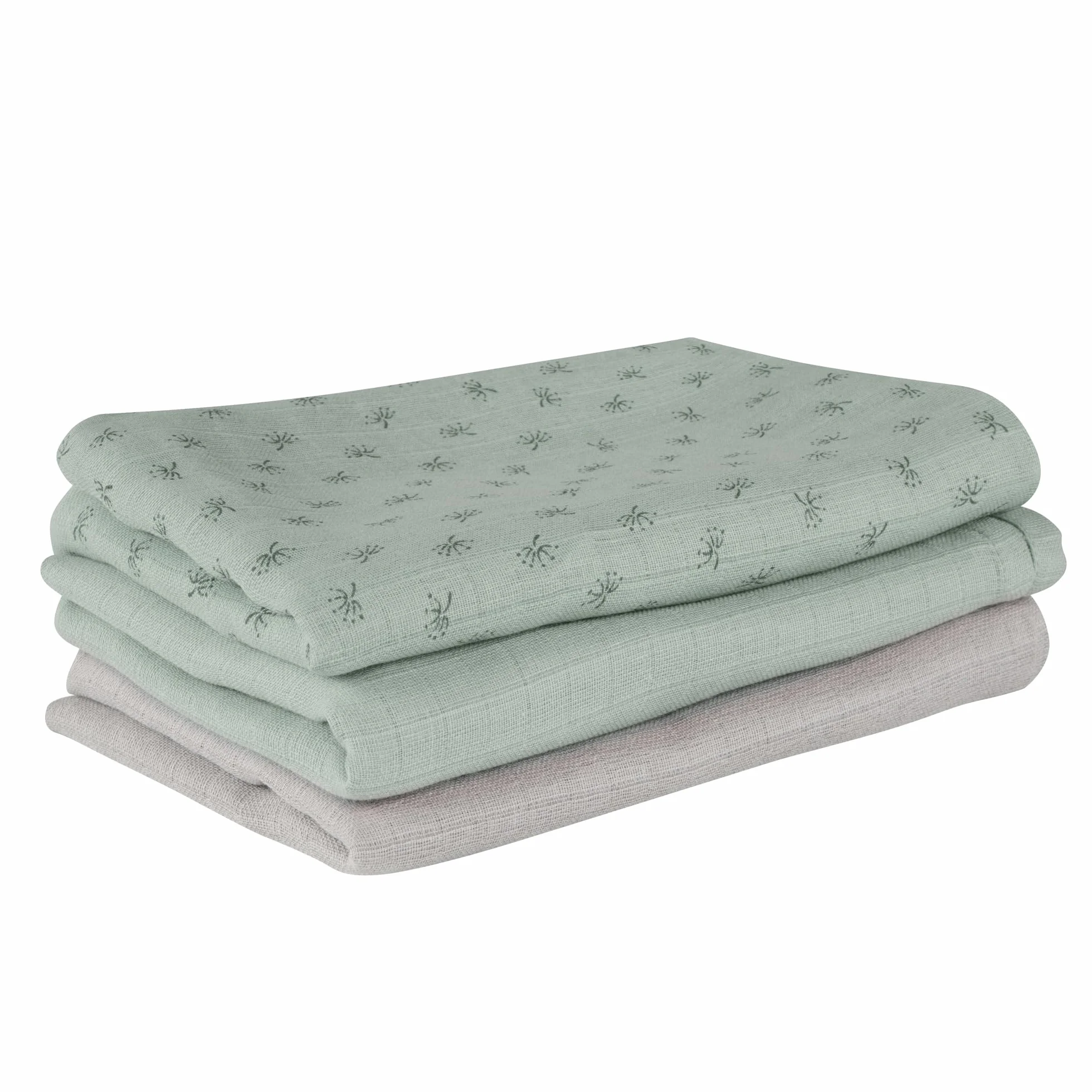 roba Set 3 Lenzuolini Bio Lil Planet - Mussola Cotone Biologico GOTS 80x80 cm Traspirante Idrorepellente Lavabile Verde