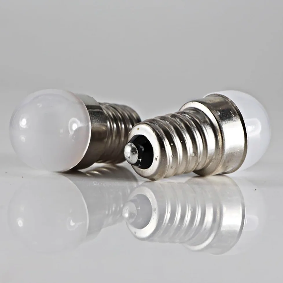 RZL LED Lights 10pcs Spotlight Lampadina a LED Mini E14 AC DC 12V 24 V 60 V 1.5W Piccolo Shell Shell Milky Pendente Frigorifero Frigorifero Frigorifero 12 24 Volt Lampada a candela
