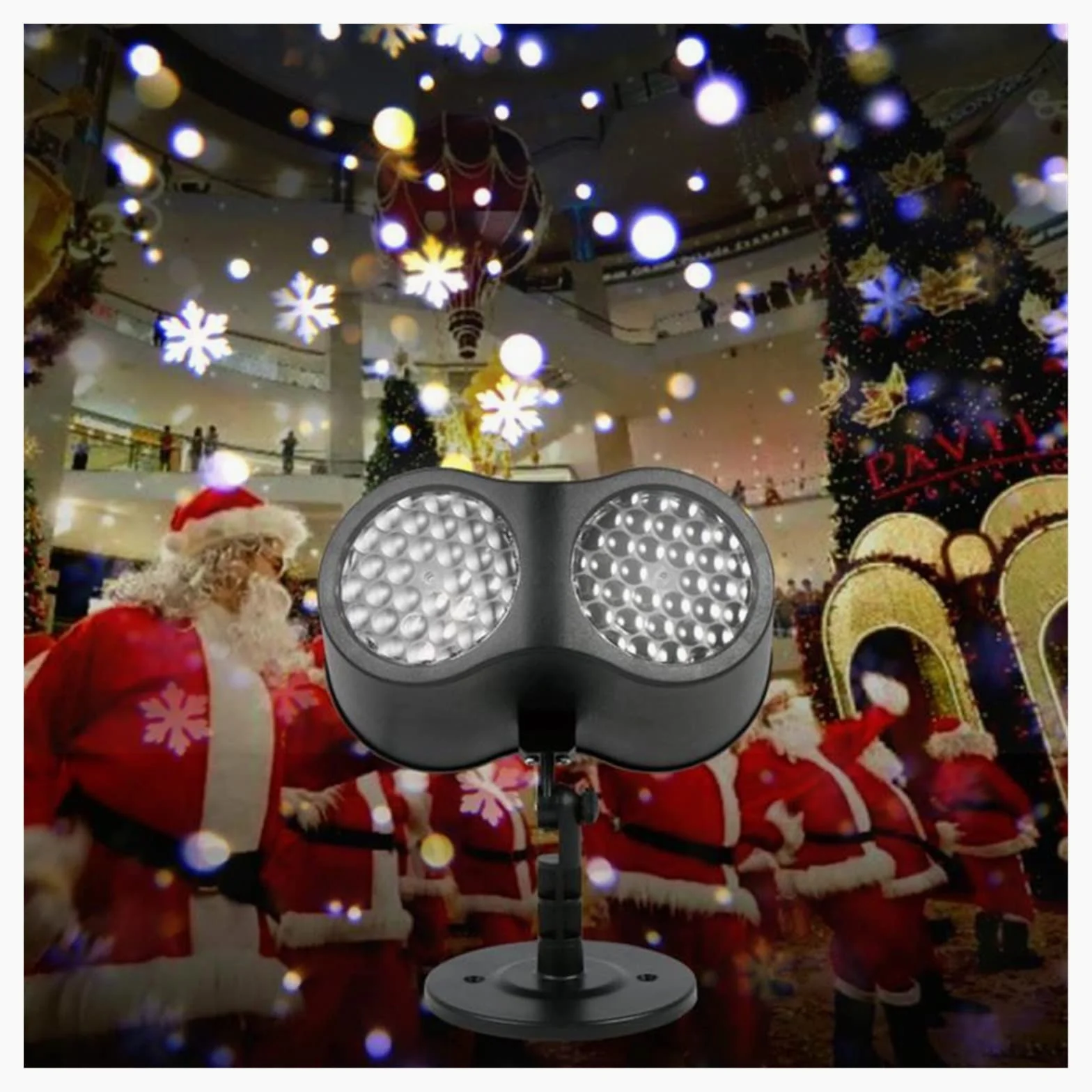 Proiettore di Natale Fiocco di neve Luci da palcoscenico Proiettore a doppia testa for esterni Atmosfera for feste a casa Lampada speciale,Halloween,Natale,Decorazioni per esterni