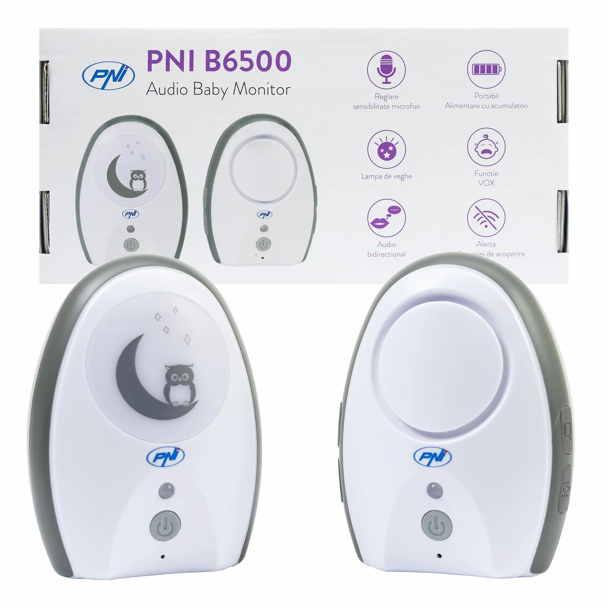 Audio Baby Monitor PNI B6500 bezprzewodowy z lampką nocną, Vox i Pager